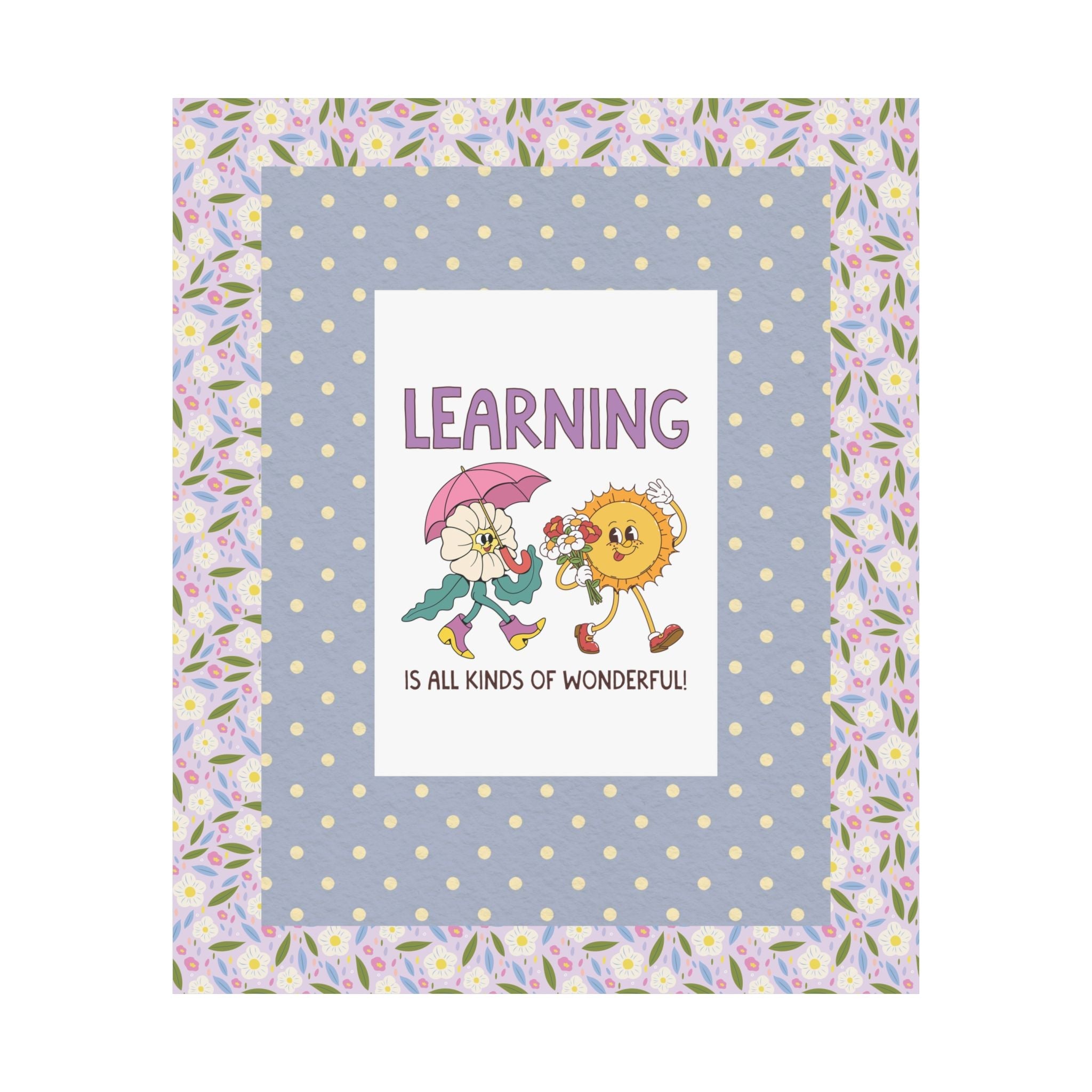 Learning is All Kinds of Wonderful Teacher Team or School Office Staff Poster, Back to School: Cute Nostalgic Floral School Principal Print - Opal and June
