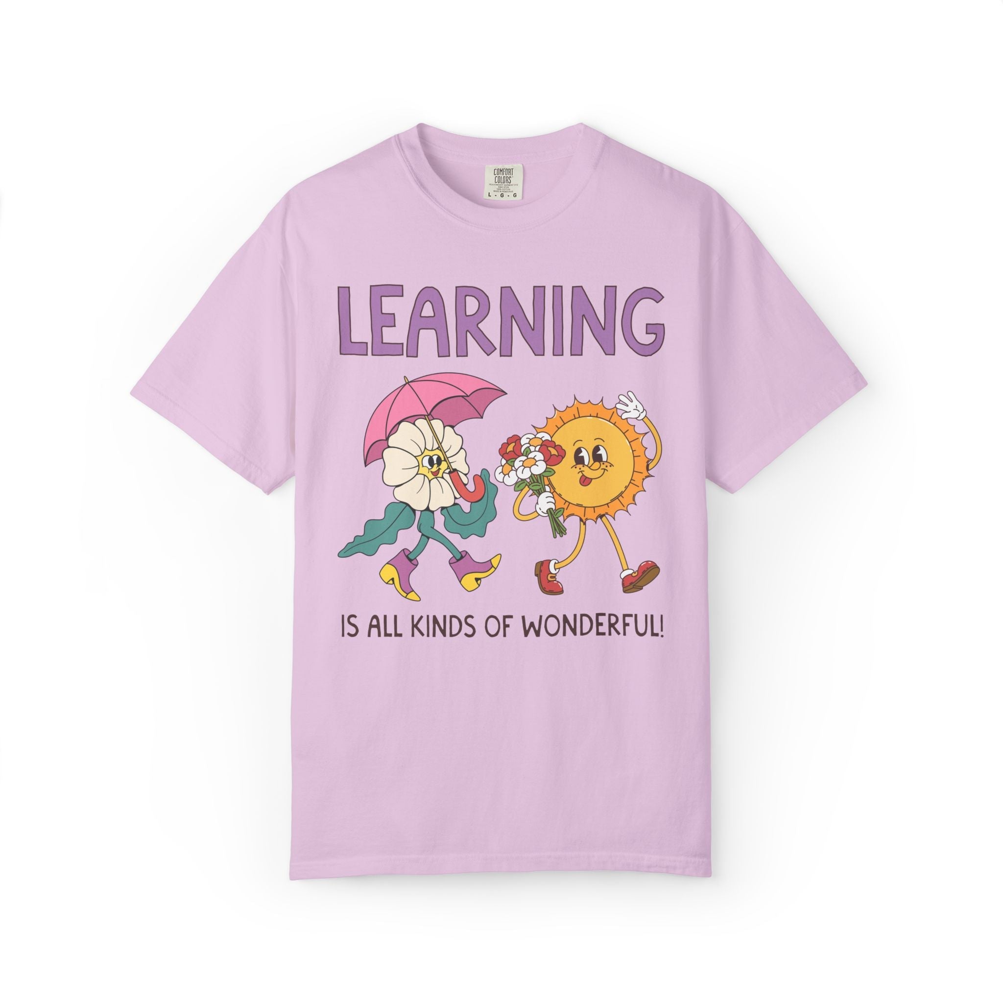 Learning is All Kinds of Wonderful Teacher Team or School Office Staff TShirt for Back to School: Cute Nostalgic Floral School Principal Tee - Opal and June