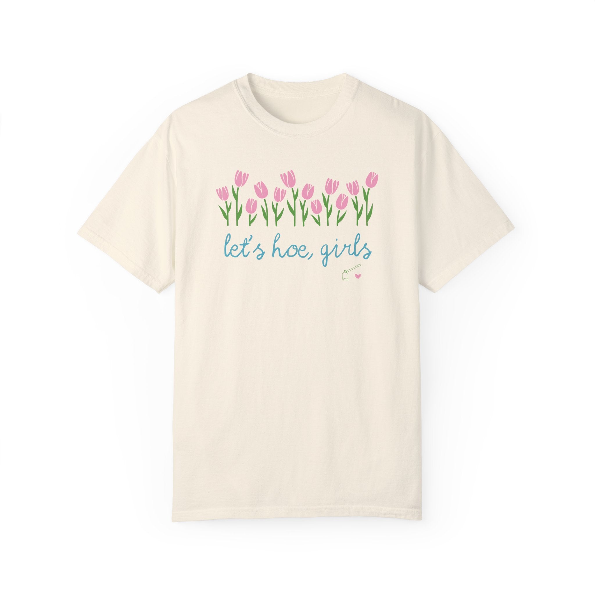 Let's Hoe Girls: Funny Gardening T-Shirt for Mom Who Loves to Garden, Cute Cut Flower Gardening Tee for Flower Farmer, Vintage Botanical Tee - Opal and June