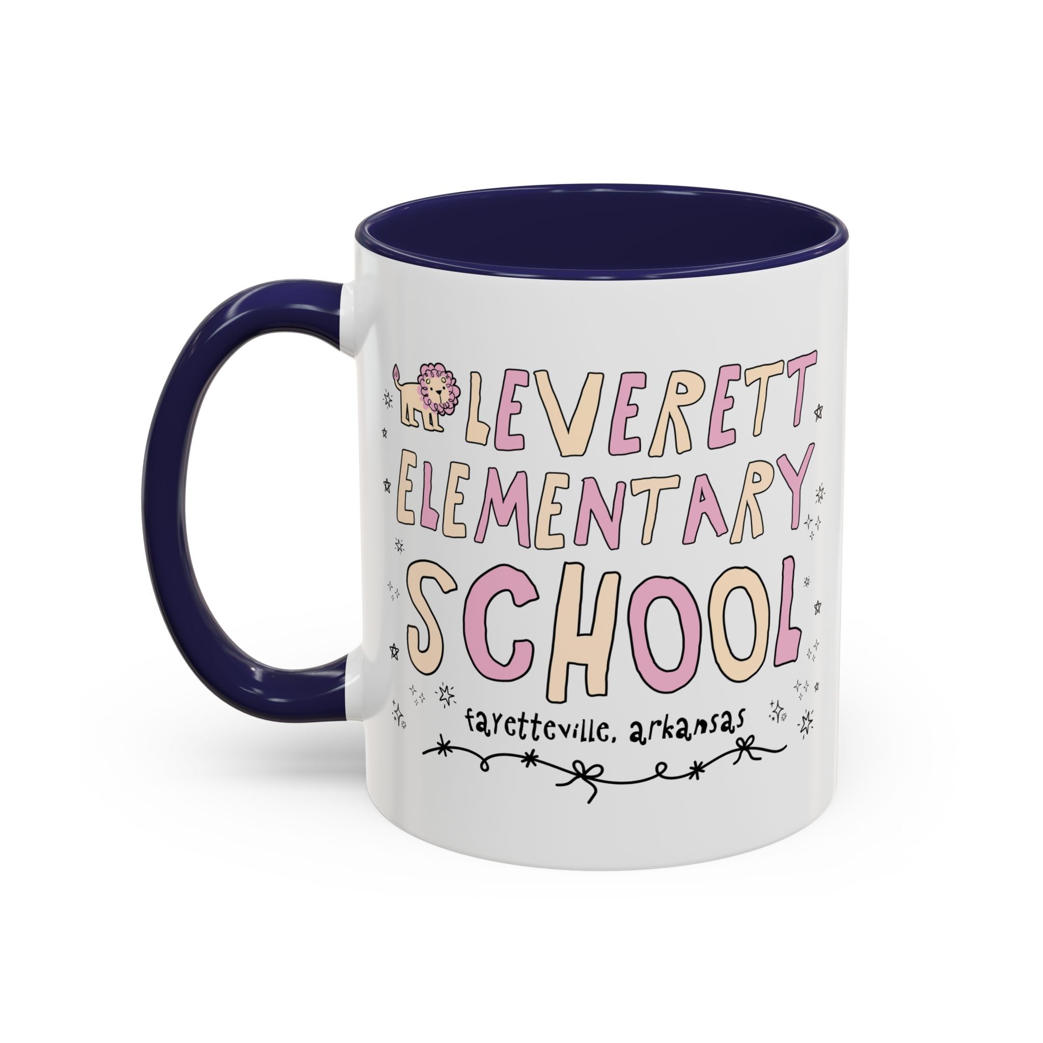 Leverett Elementary School 11 Oz Coffee Mug: Pink and Beige | FPS + Opal and June Coffee Mug, Fayetteville Public Schools - Opal and June