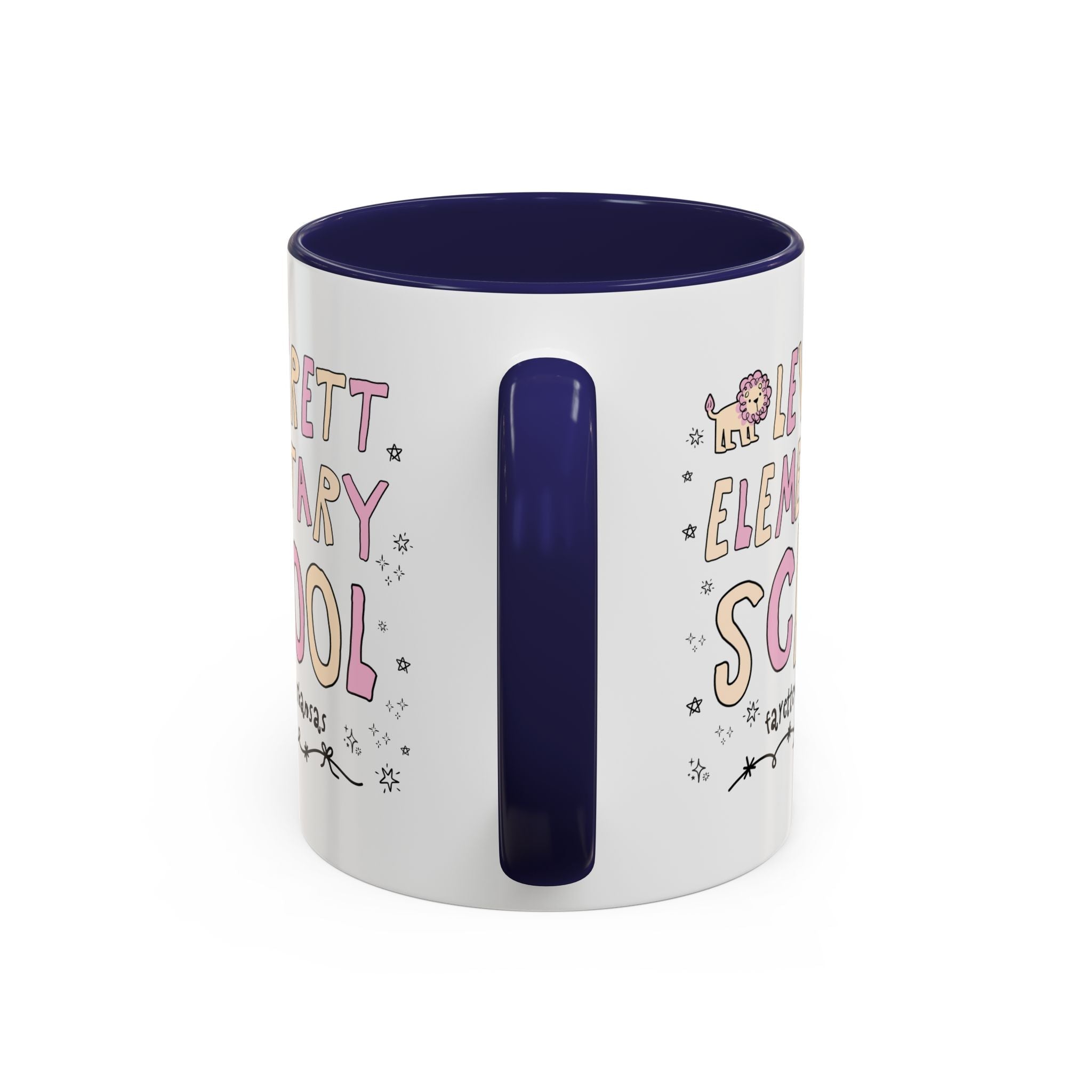 Leverett Elementary School 11 Oz Coffee Mug: Pink and Beige | FPS + Opal and June Coffee Mug, Fayetteville Public Schools - Opal and June