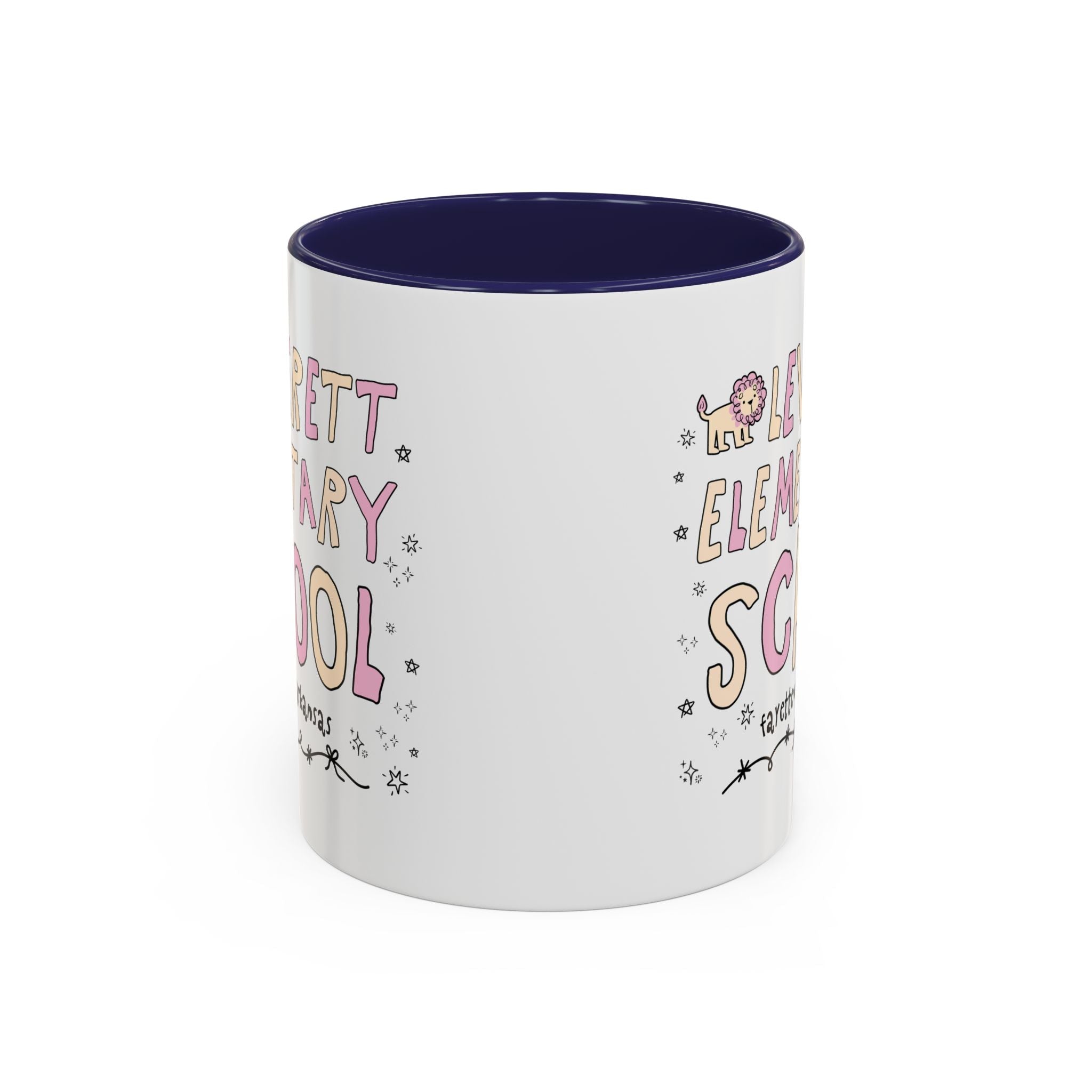 Leverett Elementary School 11 Oz Coffee Mug: Pink and Beige | FPS + Opal and June Coffee Mug, Fayetteville Public Schools - Opal and June