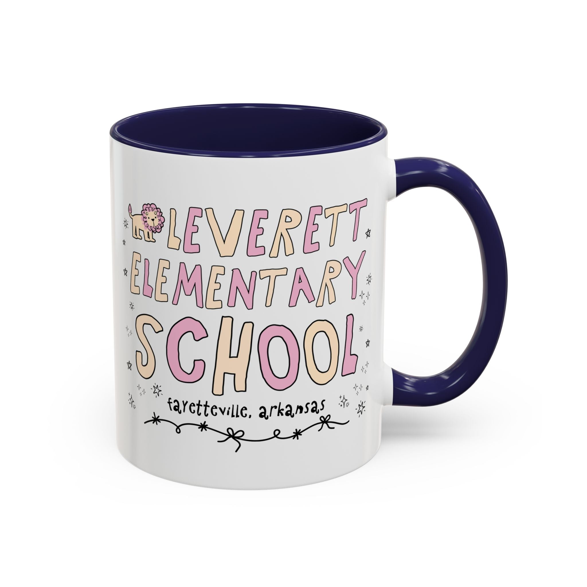 Leverett Elementary School 11 Oz Coffee Mug: Pink and Beige | FPS + Opal and June Coffee Mug, Fayetteville Public Schools - Opal and June