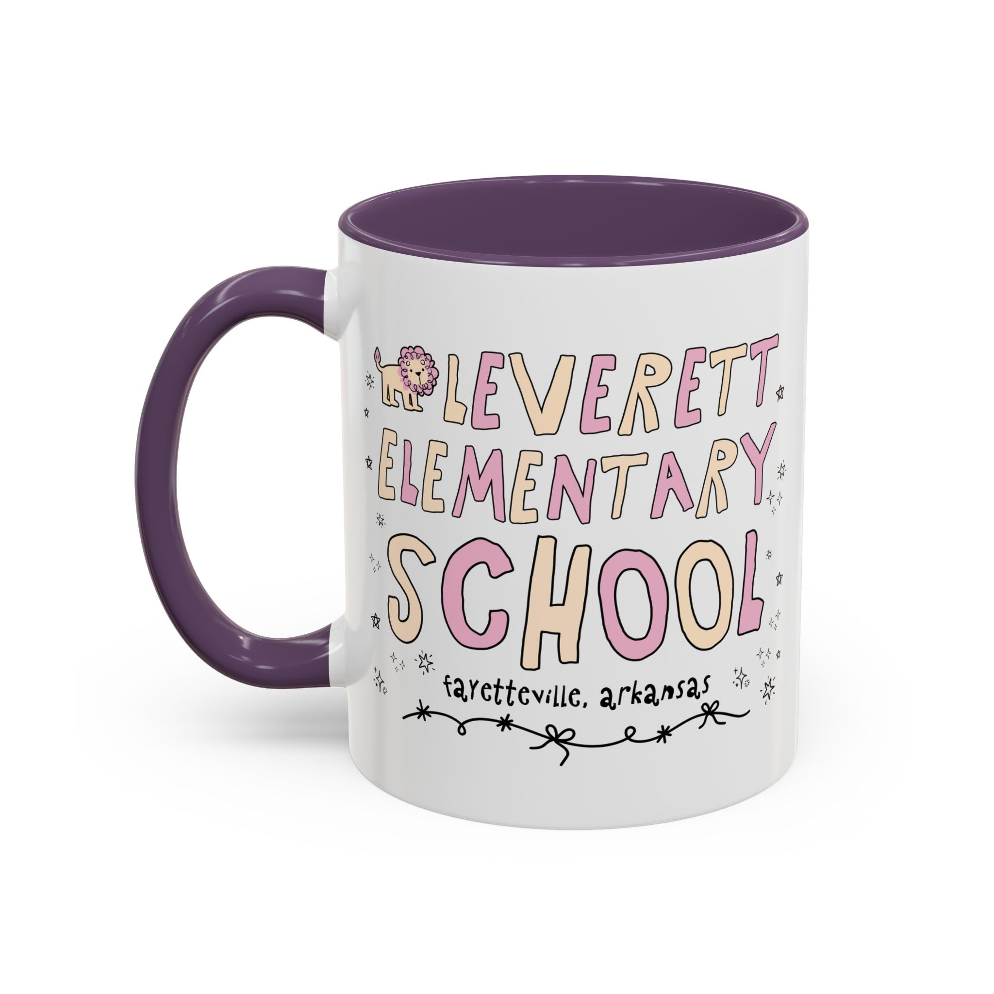 Leverett Elementary School 11 Oz Coffee Mug: Pink and Beige | FPS + Opal and June Coffee Mug, Fayetteville Public Schools - Opal and June