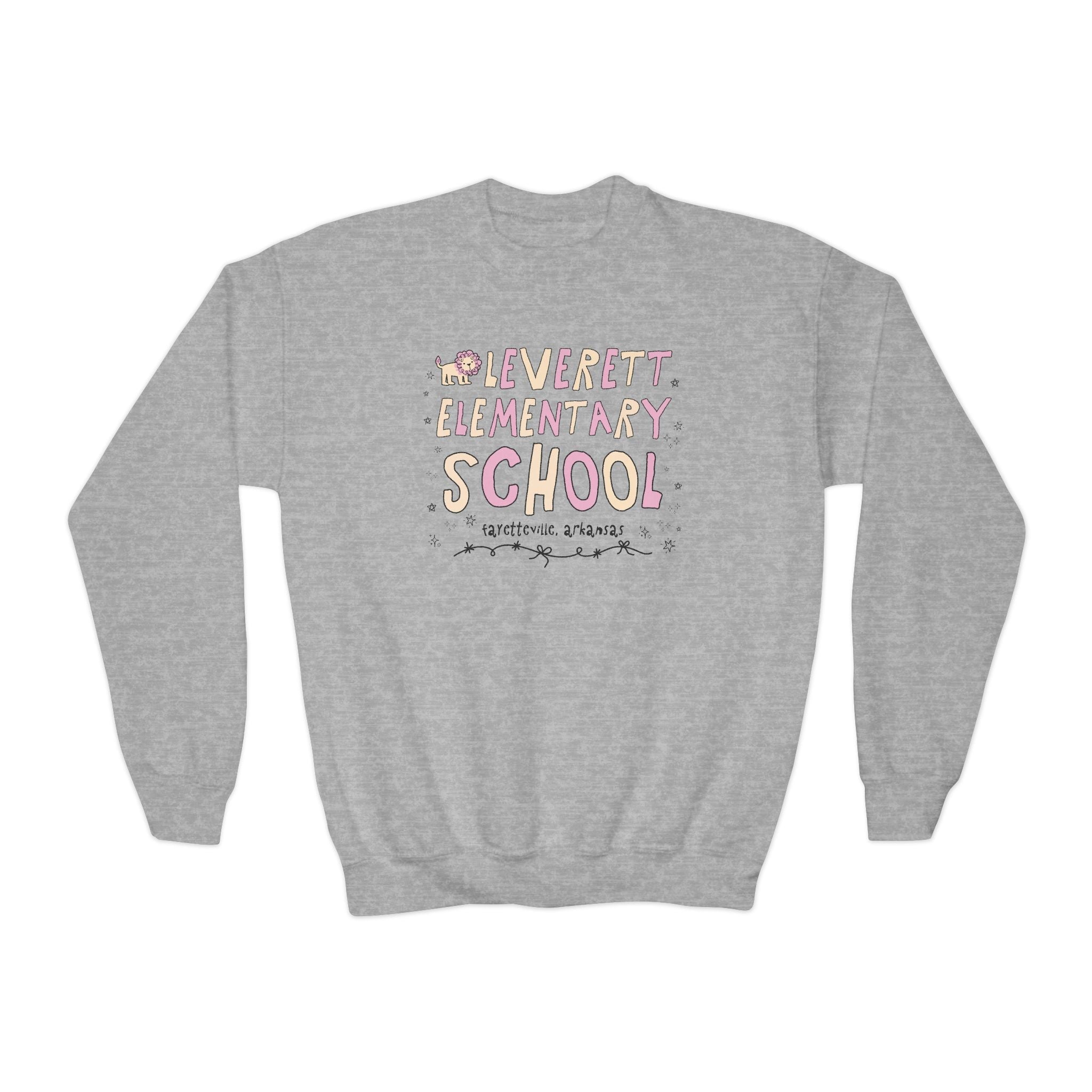 Leverett Elementary School Kids Sweatshirt: Pink and Beige | FPS + Opal and June Kids Sweatshirt, Fayetteville Public Schools - Opal and June