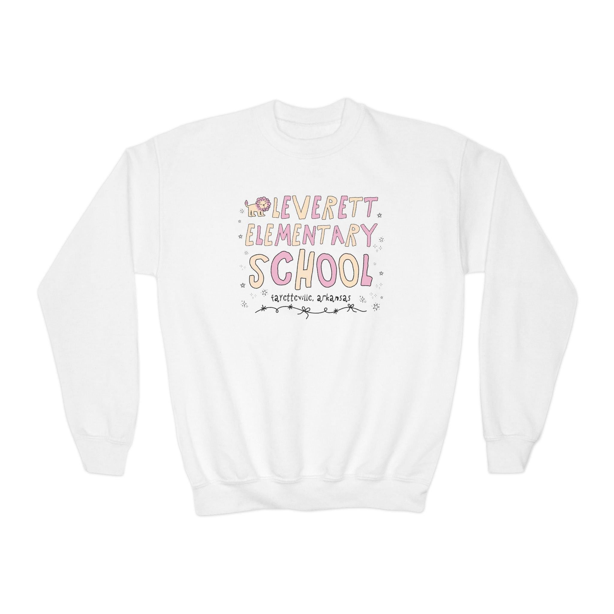 Leverett Elementary School Kids Sweatshirt: Pink and Beige | FPS + Opal and June Kids Sweatshirt, Fayetteville Public Schools - Opal and June