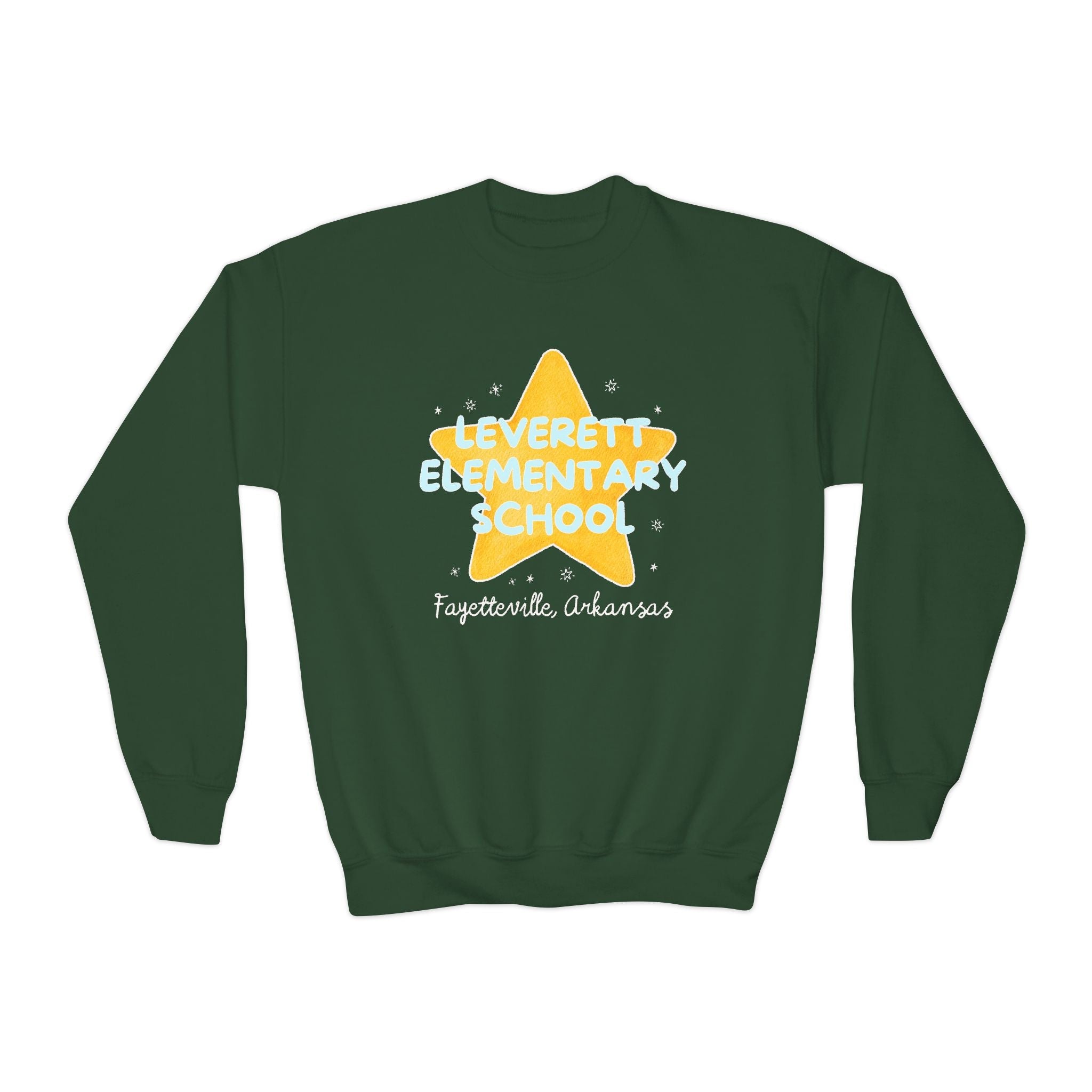 Leverett Elementary School Kids Sweatshirt: Star Design | FPS + Opal and June Kids Sweatshirt, Fayetteville Public Schools - Opal and June