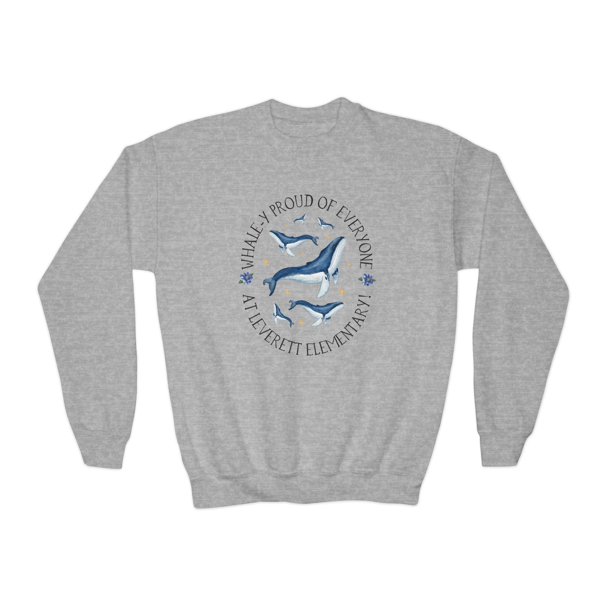 Leverett Elementary School Kids Sweatshirt: Whale - y Proud of Everyone at Leverett Elementary | FPS + Opal and June Kids Sweatshirt, Fayetteville Public Schools - Opal and June