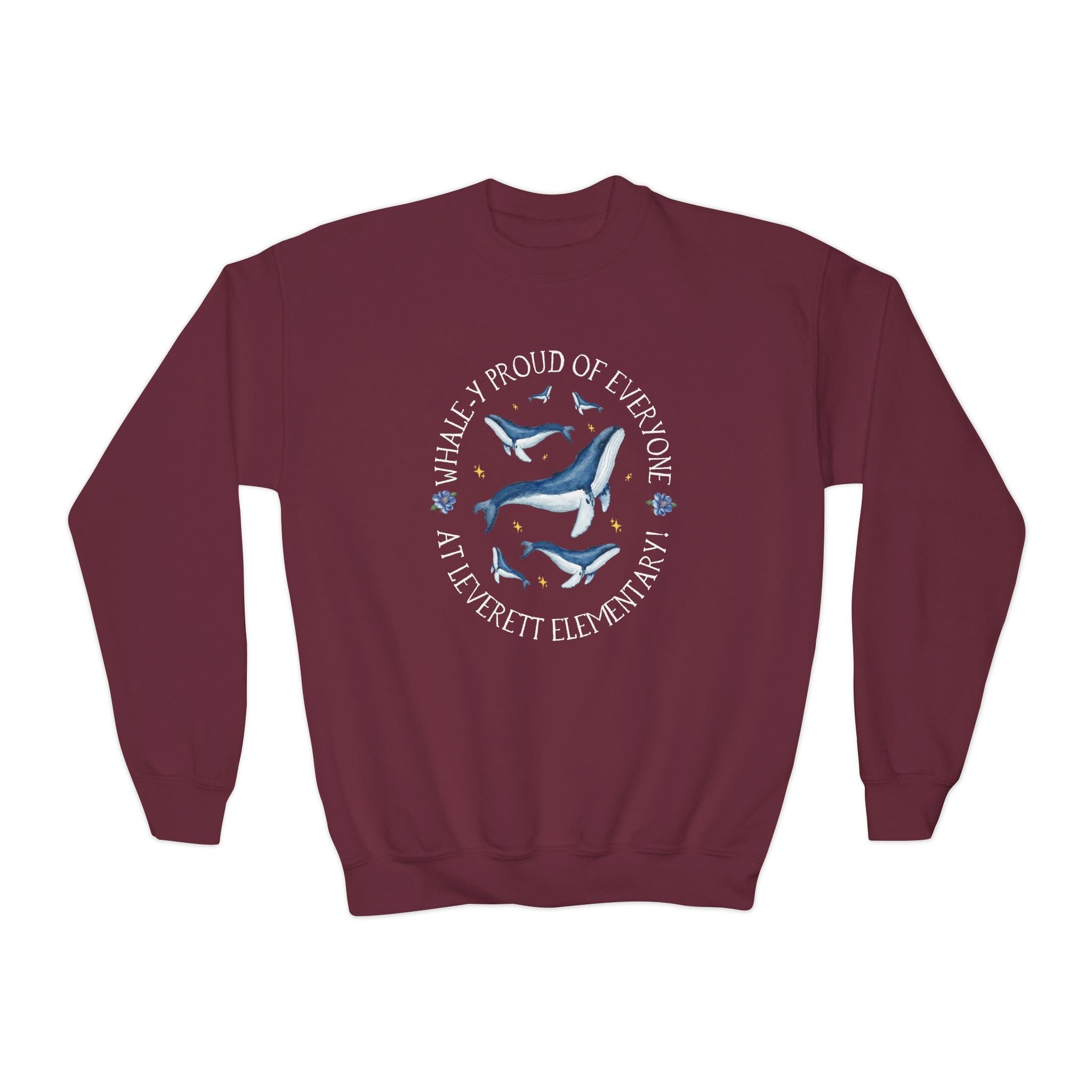 Leverett Elementary School Kids Sweatshirt: Whale - y Proud of Everyone at Leverett Elementary | FPS + Opal and June Kids Sweatshirt, Fayetteville Public Schools - Opal and June