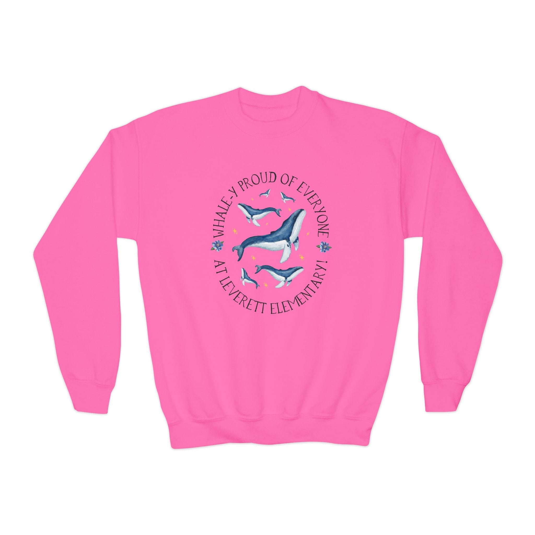 Leverett Elementary School Kids Sweatshirt: Whale - y Proud of Everyone at Leverett Elementary | FPS + Opal and June Kids Sweatshirt, Fayetteville Public Schools - Opal and June