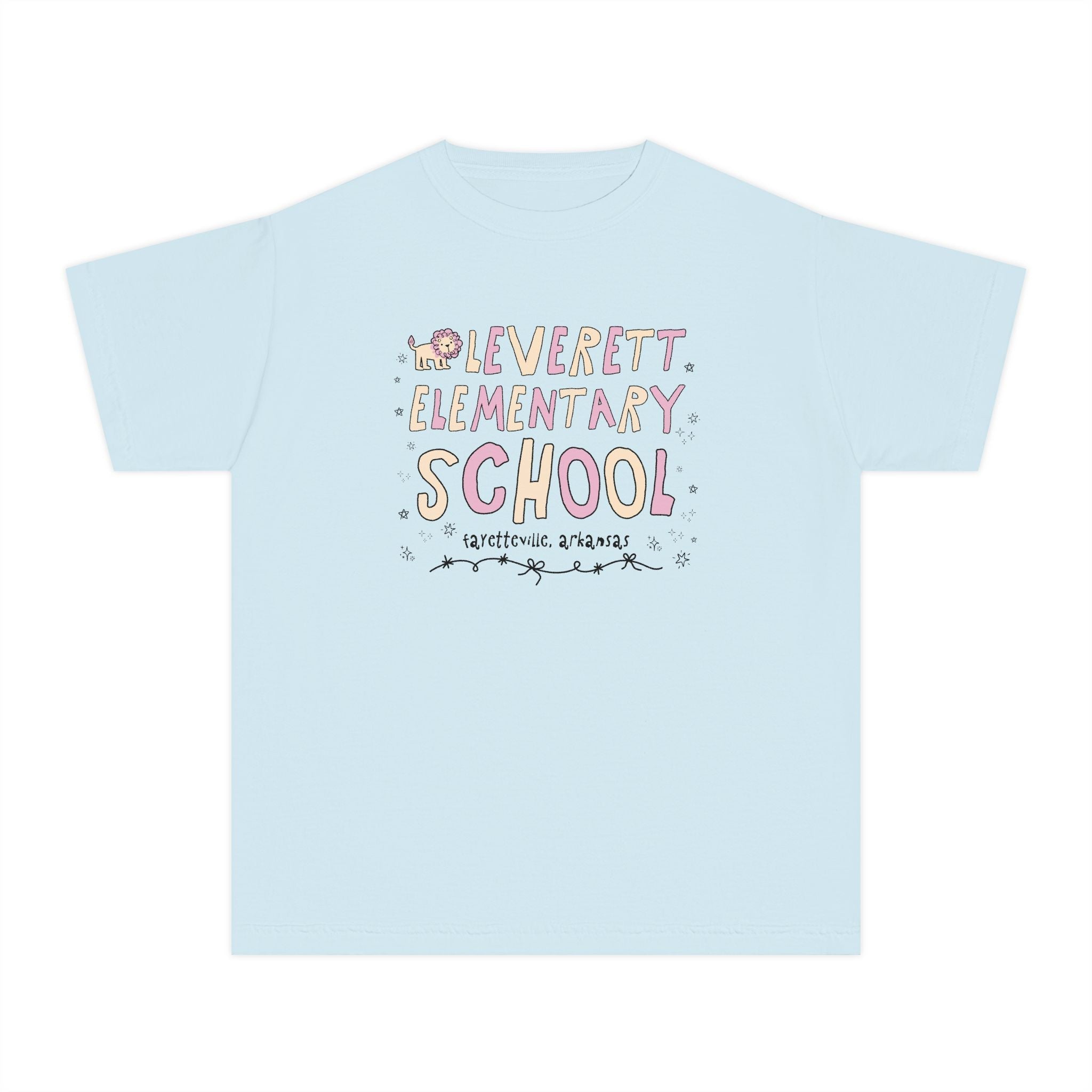 Leverett Elementary School Kids Tee Shirt: Pink and Beige | FPS + Opal and June Kids T-Shirt, Fayetteville Public Schools - Opal and June