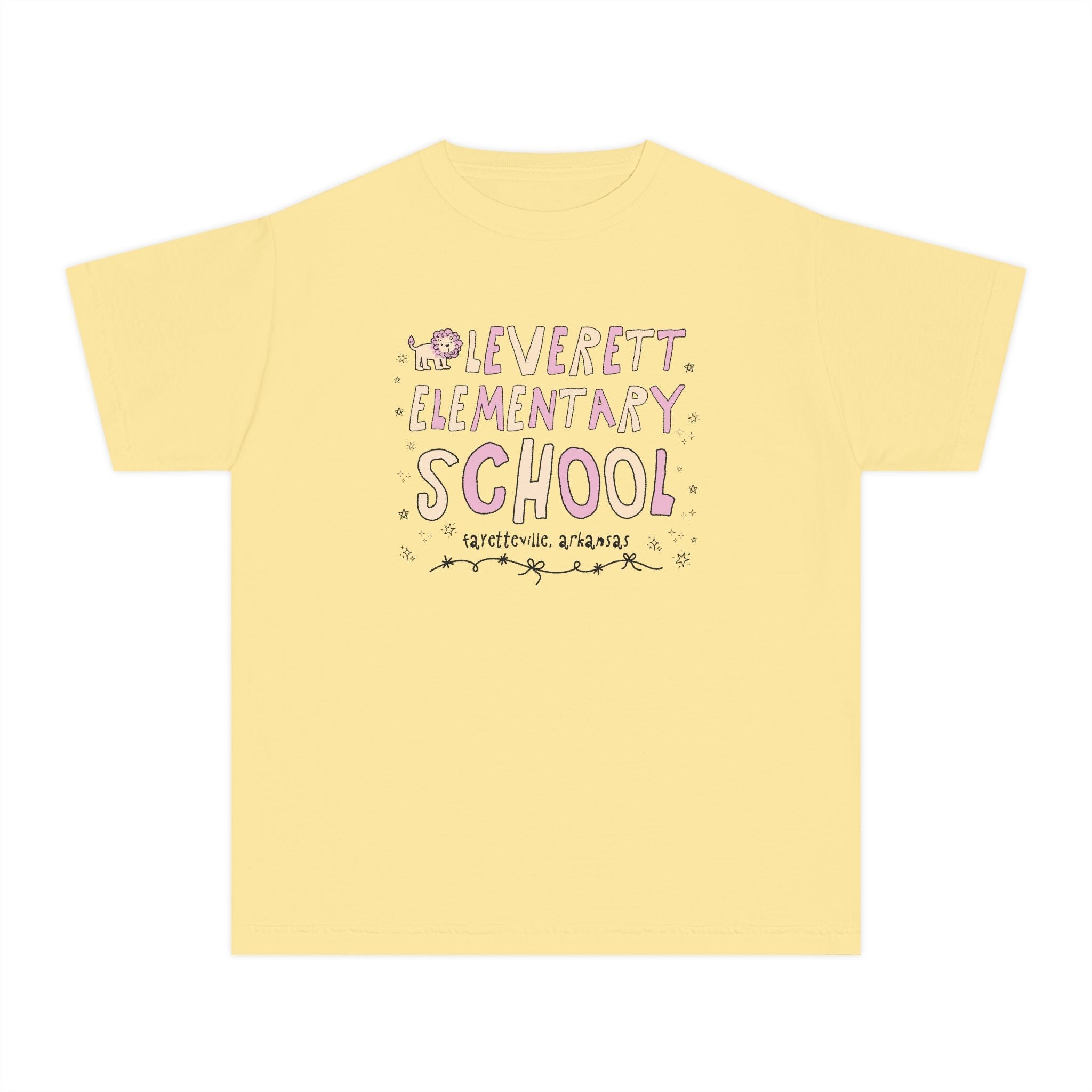 Leverett Elementary School Kids Tee Shirt: Pink and Beige | FPS + Opal and June Kids T-Shirt, Fayetteville Public Schools - Opal and June