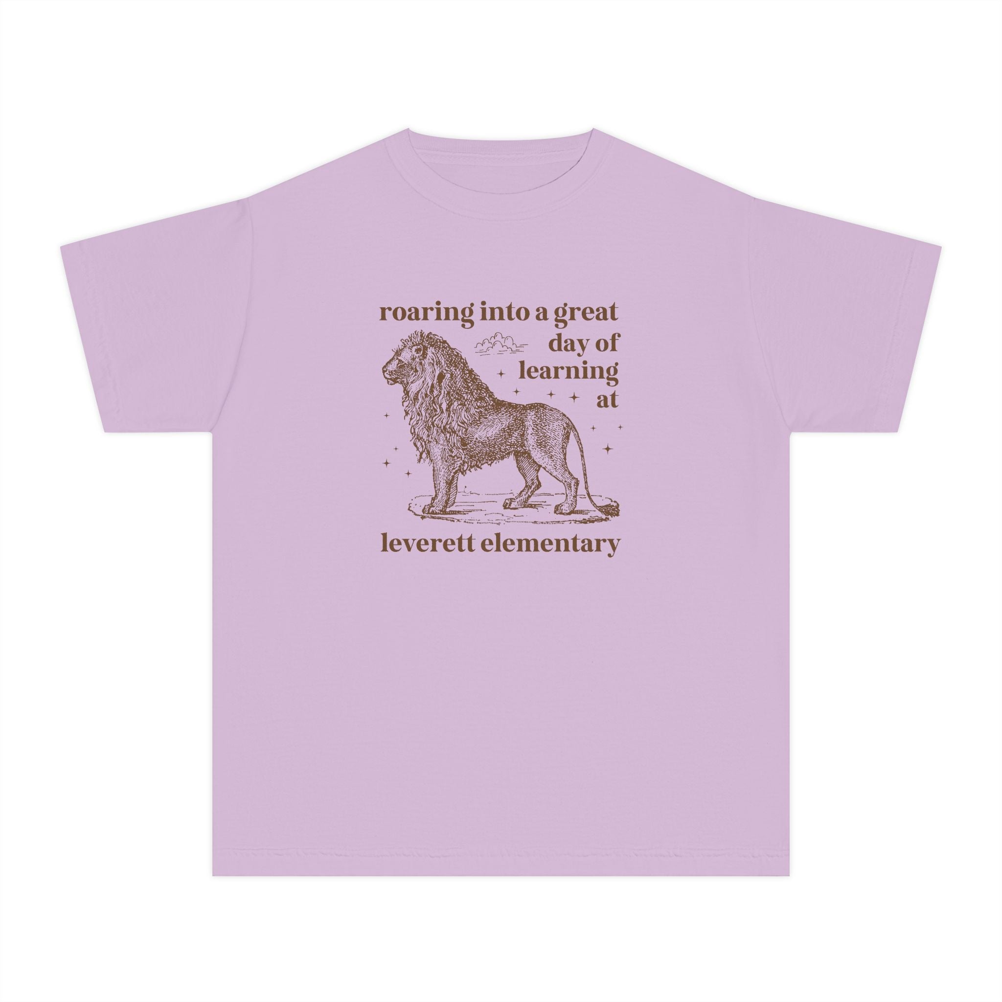 Leverett Elementary School Kids Tee Shirt: Roaring Into a Great Day of Learning | FPS + Opal and June Kids Tee Shirt, Fayetteville Public Schools - Opal and June