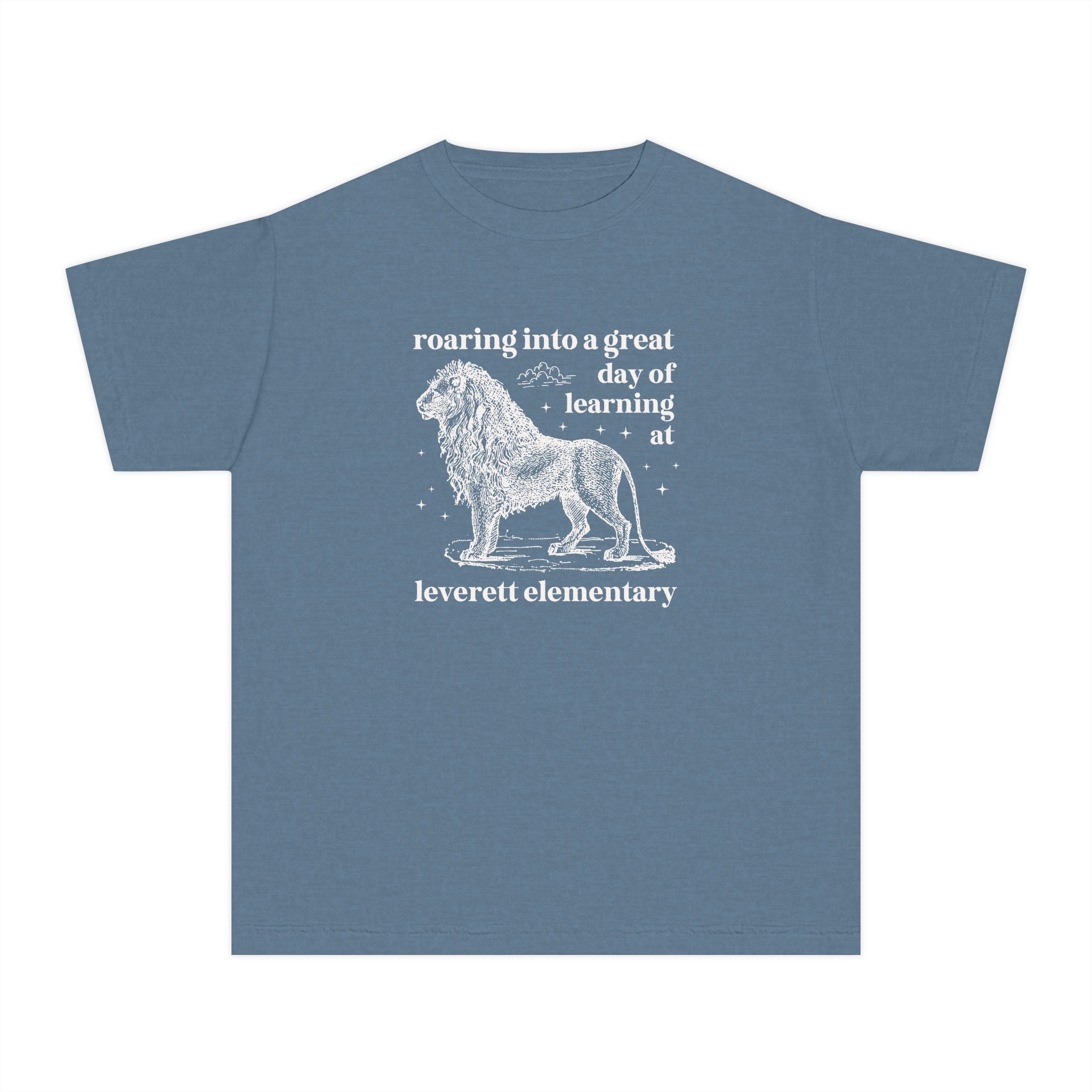 Leverett Elementary School Kids Tee Shirt: Roaring Into a Great Day of Learning | FPS + Opal and June Kids Tee Shirt, Fayetteville Public Schools - Opal and June