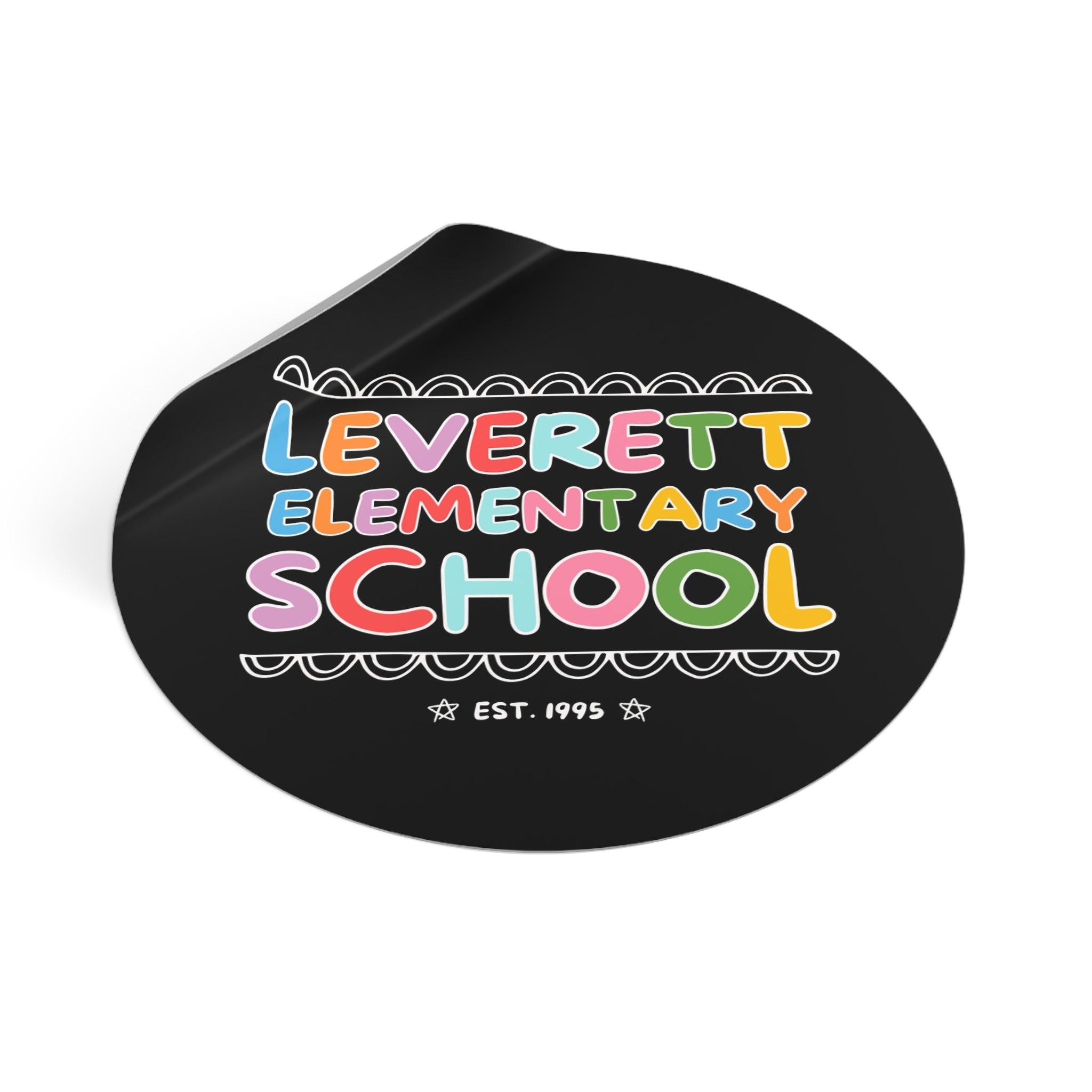 Leverett Elementary School Sticker: Rainbow Letters - Opal and June