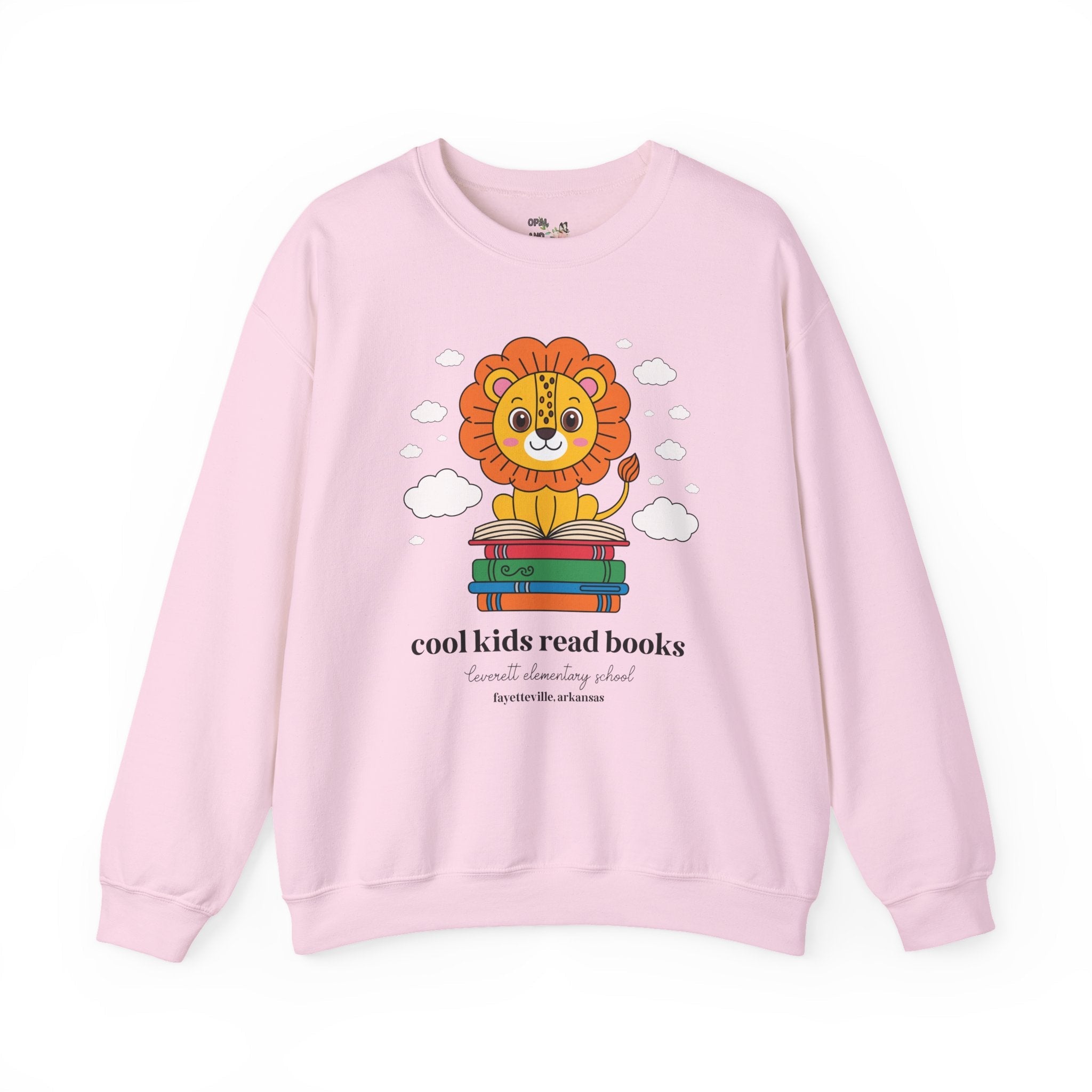 Leverett Elementary School Sweatshirt: Cool Kids Read Books | FPS + Opal and June Sweatshirt, Fayetteville Public Schools - Opal and June