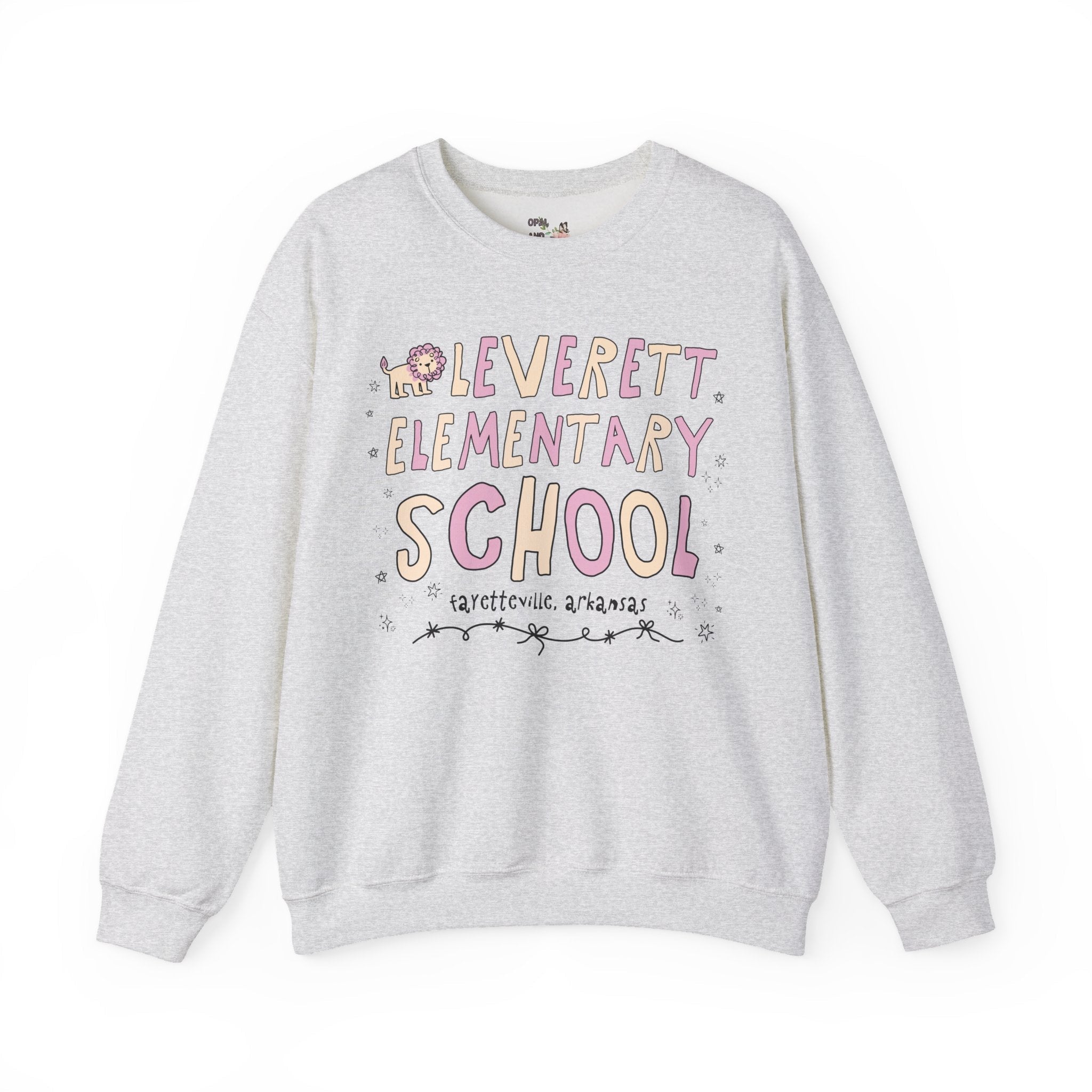 Leverett Elementary School Sweatshirt: Pink and Beige | FPS + Opal and June Kids Sweatshirt, Fayetteville Public Schools - Opal and June