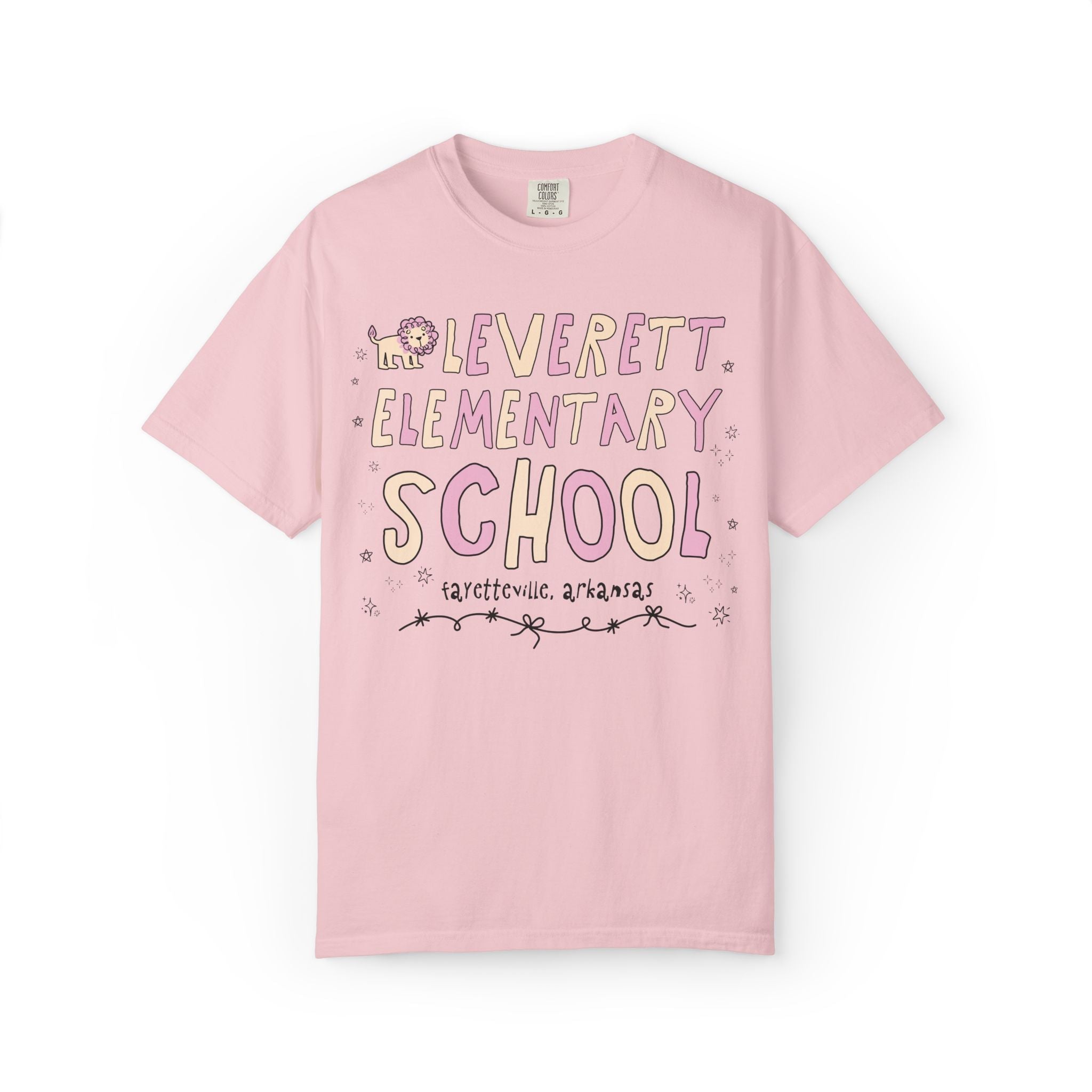 Leverett Elementary School Tee Shirt: Pink and Beige | FPS + Opal and June T-Shirt, Fayetteville Public Schools - Opal and June