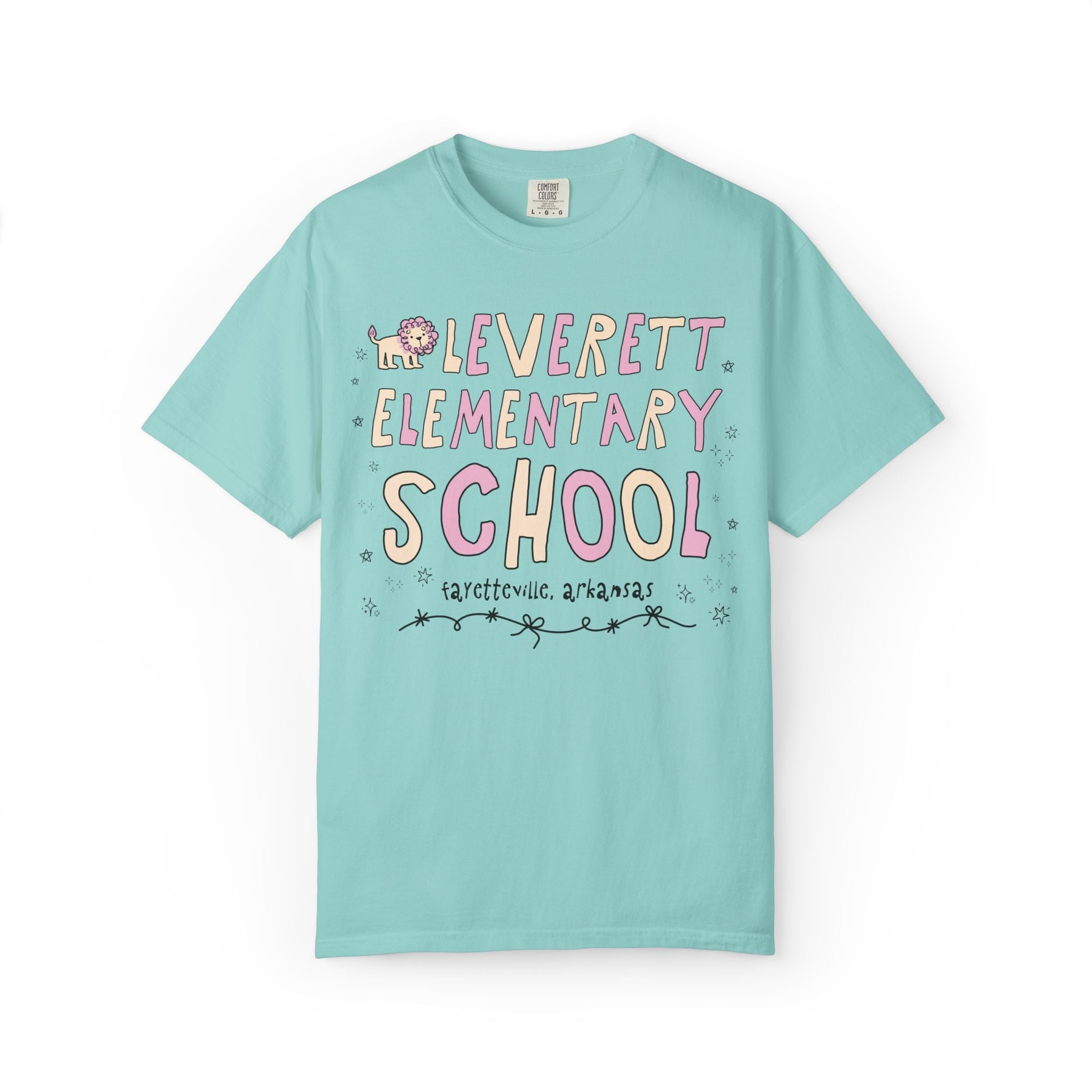 Leverett Elementary School Tee Shirt: Pink and Beige | FPS + Opal and June T-Shirt, Fayetteville Public Schools - Opal and June