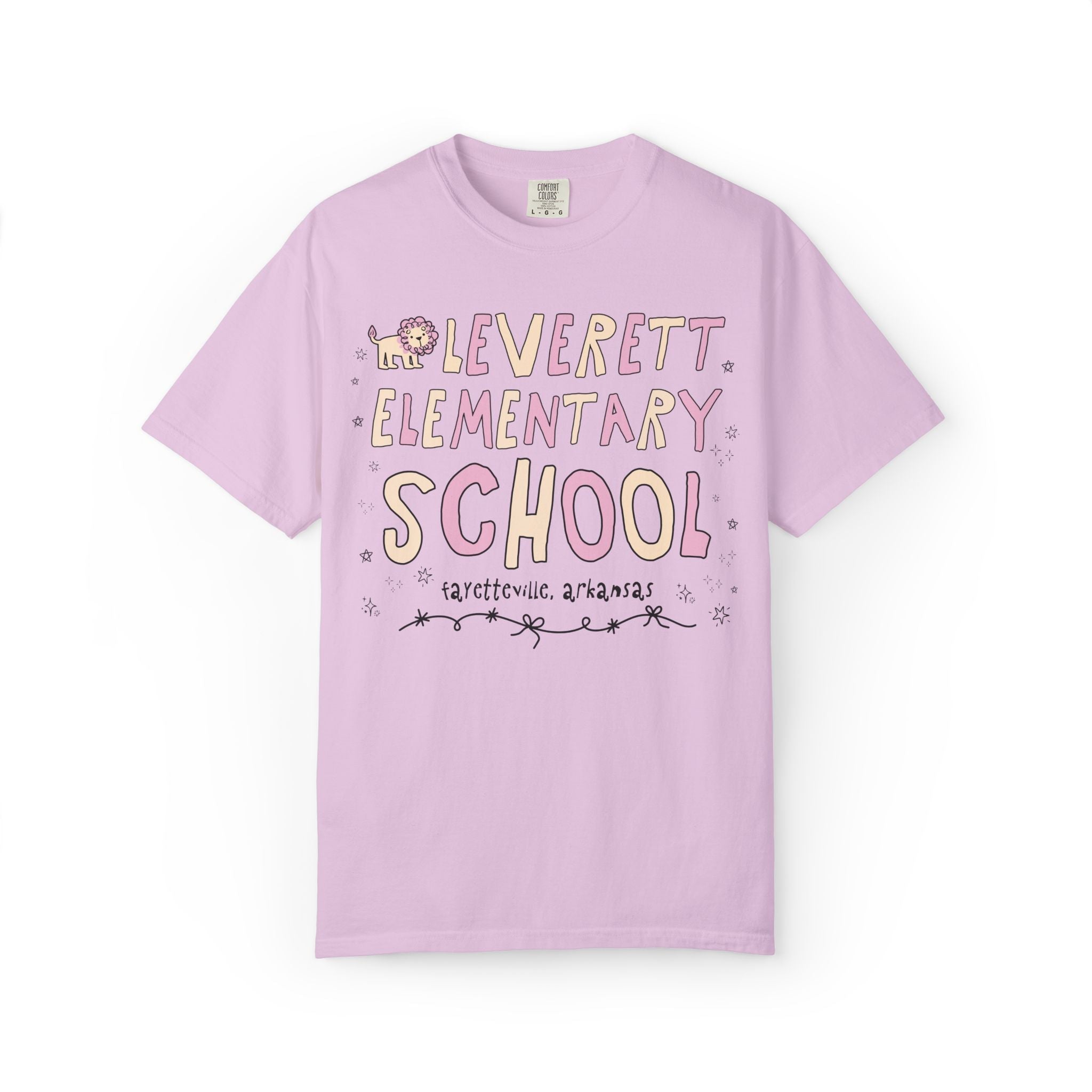 Leverett Elementary School Tee Shirt: Pink and Beige | FPS + Opal and June T-Shirt, Fayetteville Public Schools - Opal and June