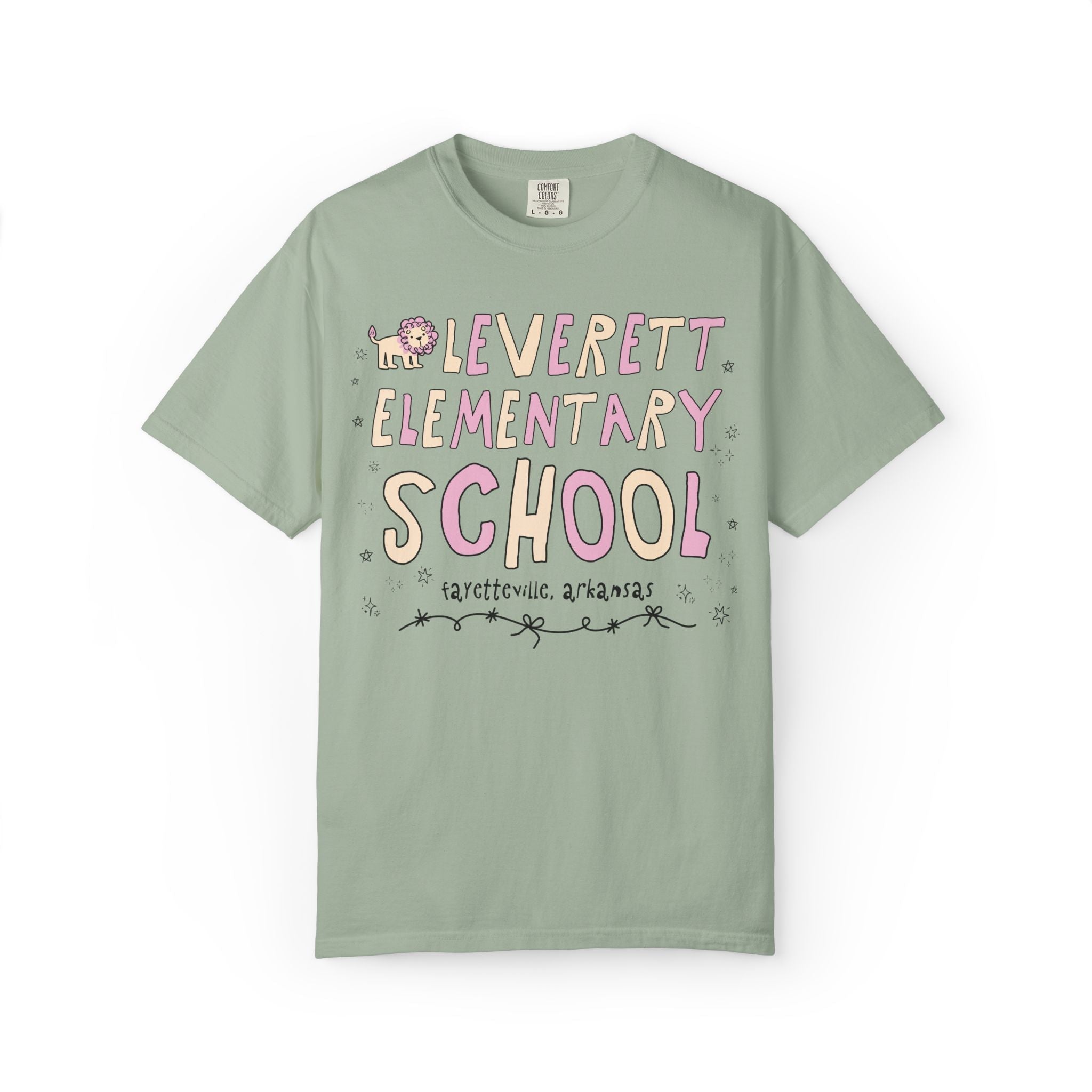 Leverett Elementary School Tee Shirt: Pink and Beige | FPS + Opal and June T-Shirt, Fayetteville Public Schools - Opal and June