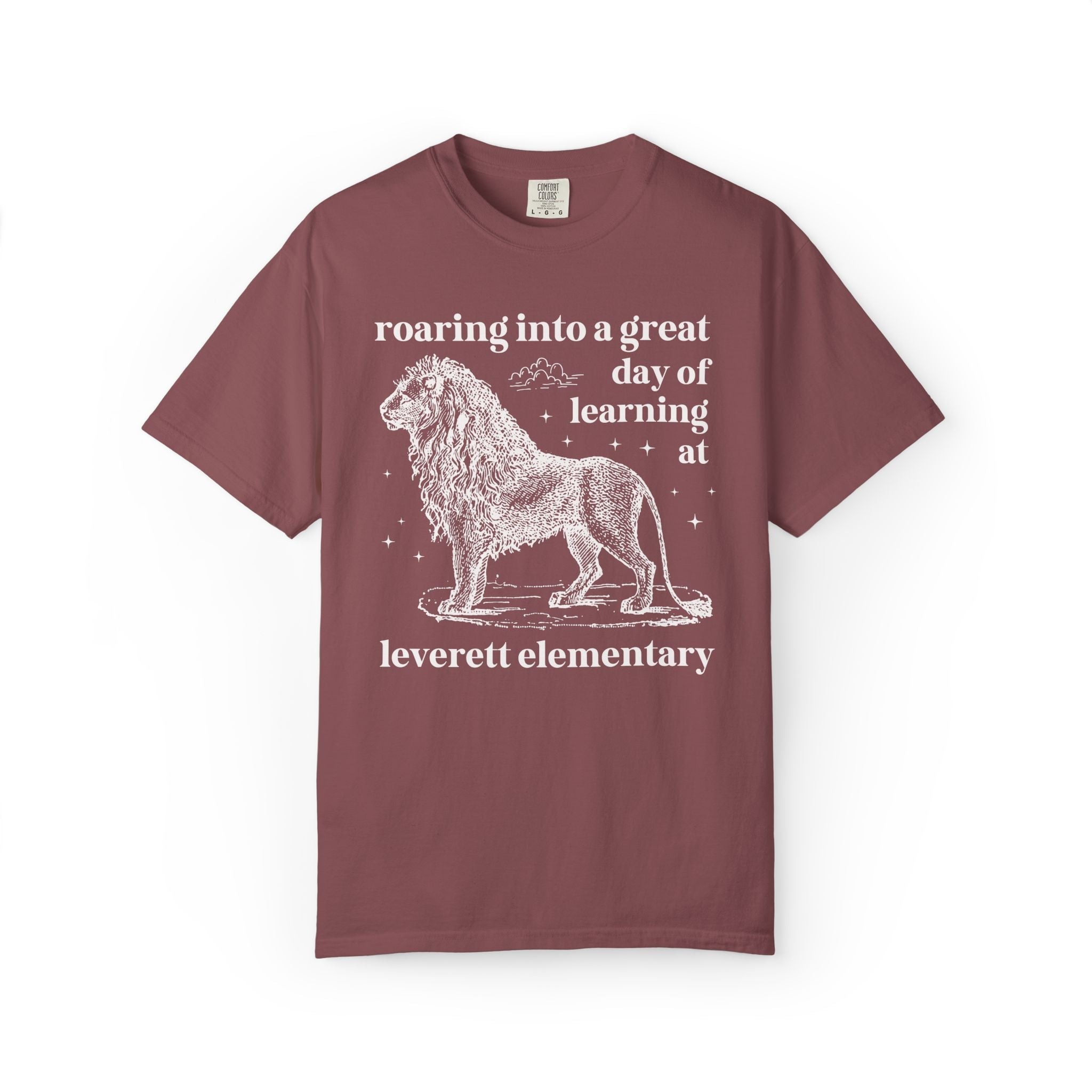 Leverett Elementary School Tee Shirt: Roaring Into a Great Day of Learning | FPS + Opal and June Tee Shirt, Fayetteville Public Schools - Opal and June