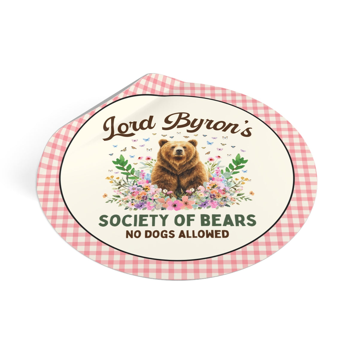 Lord Byron's Society of Bears Sticker: Bookish Animal Lover Sticker for Classic Bookworm Who Loves English History and Animals - Opal and June