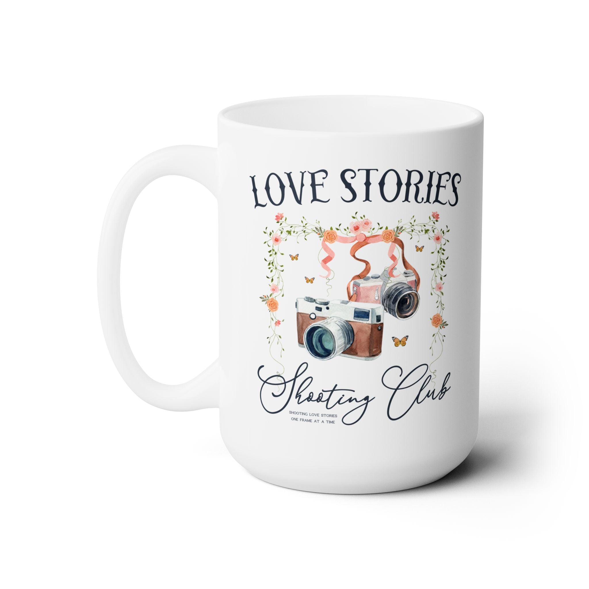 Love Stories Shooting Club Coffee Mug for Wedding Photographer or Elopement Photographer, 15 Oz Coffee Mug, Thank You Gift - Opal and June