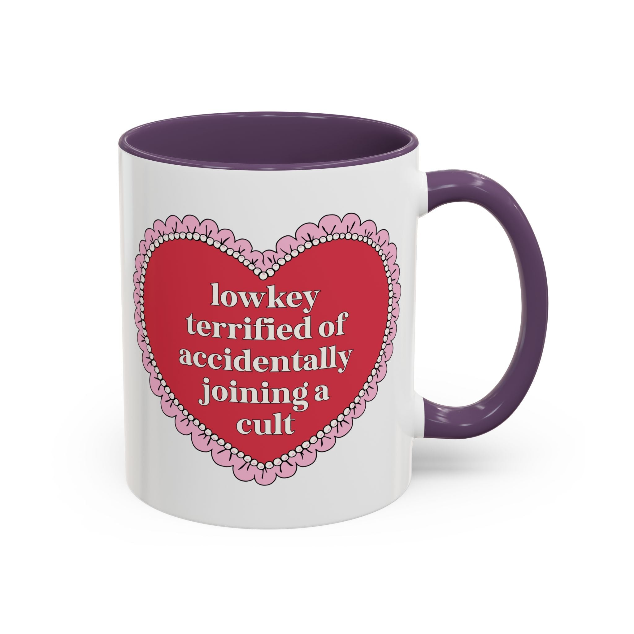Lowkey Terrified of Accidentally Joining a Cult Coffee Mug: Funny Saying Coffee Lover Gift, Spooky and Morbid History Lover Gift - Opal and June
