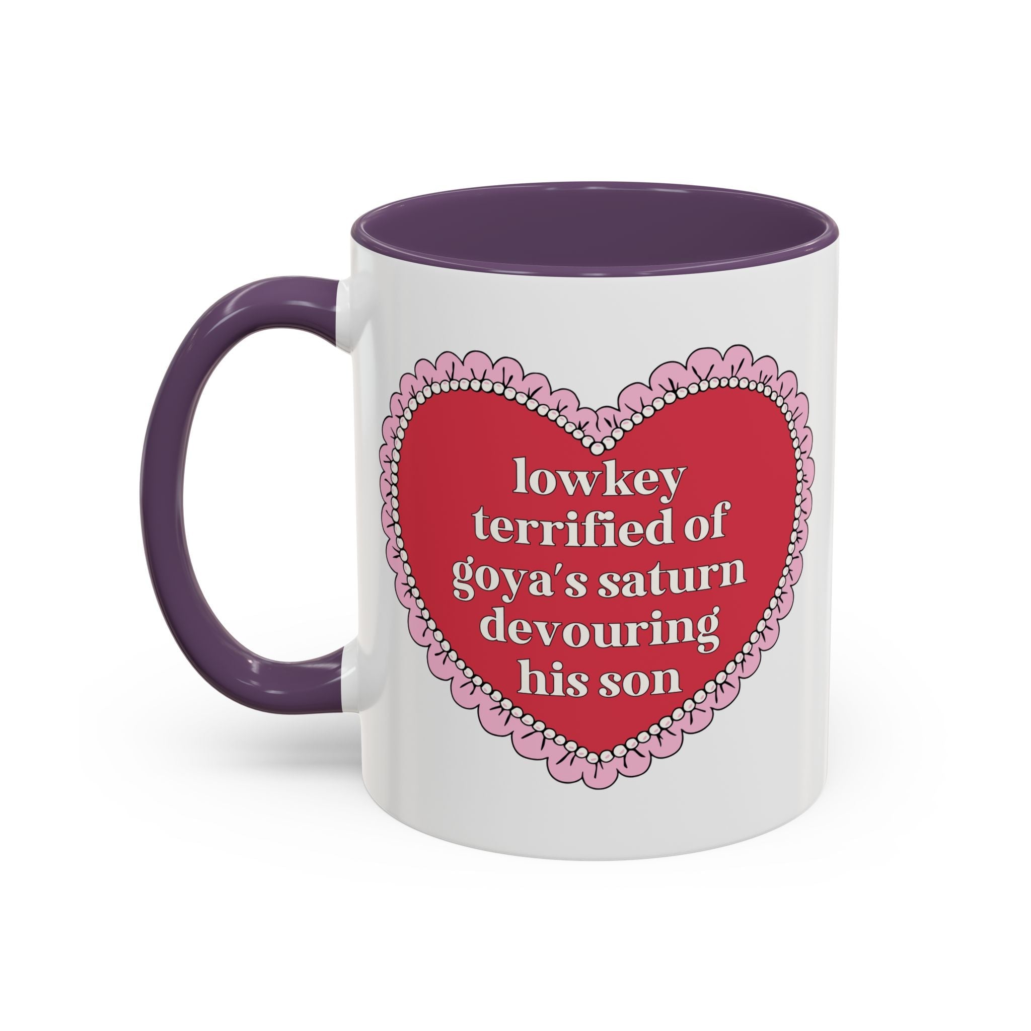 Lowkey Terrified of Goya's Saturn Devouring His Son Coffee Mug: 11 Oz Coffee Mug for Art History Lover, Silly and Cute Birthday Gift for Humanities Major - Opal and June