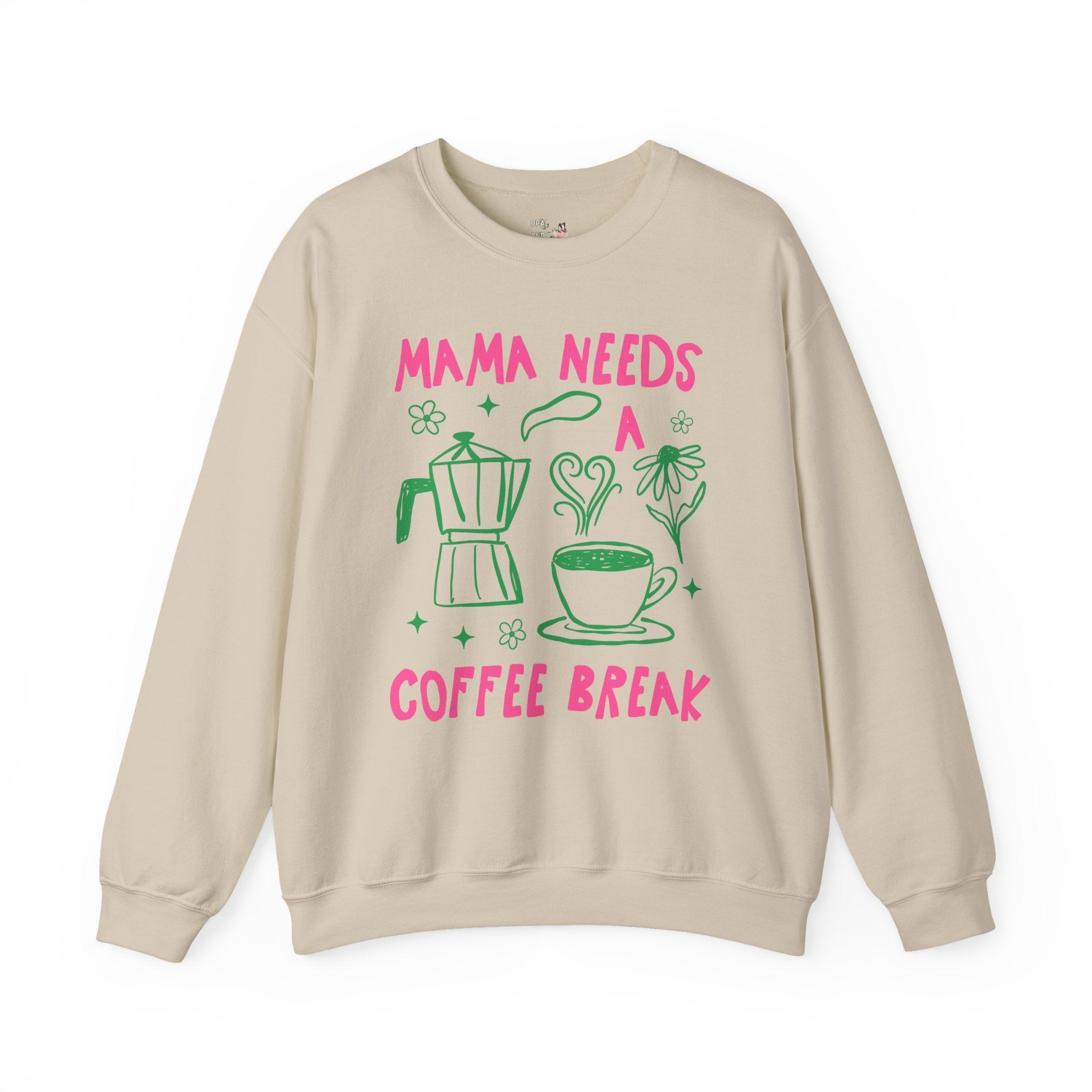 Mama Coffee Lover Sweatshirt, Mom Who Loves Coffee, Funny Saying New Mama Crewneck for Pregnant Friend, Cute Mom Friend Birthday Present - Opal and June