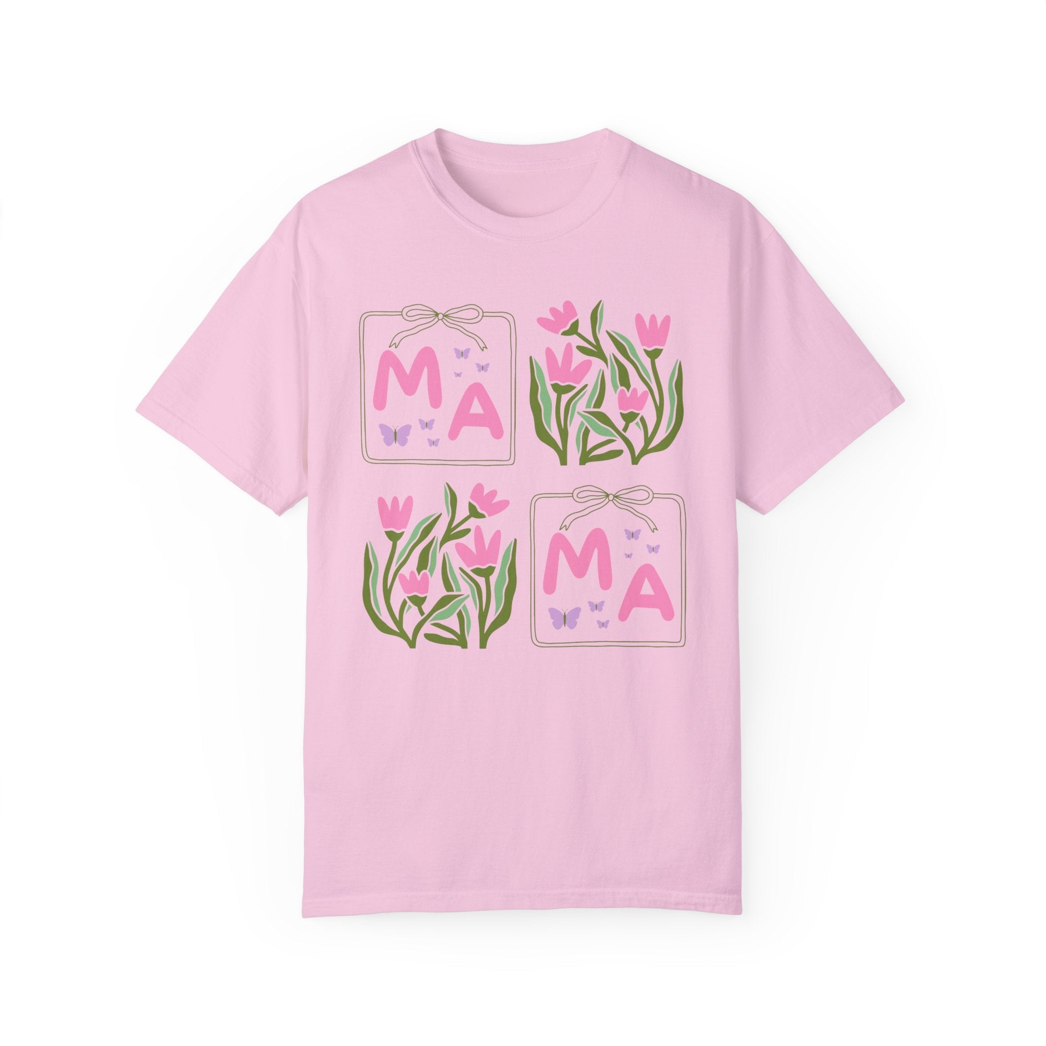 Mama Floral Tee Shirt with Butterflies, Cute and Colorful Mother's Day Shirt for New Mama Who Loves Butterflies, Boho Cottagecore Mom Shirt - Opal and June