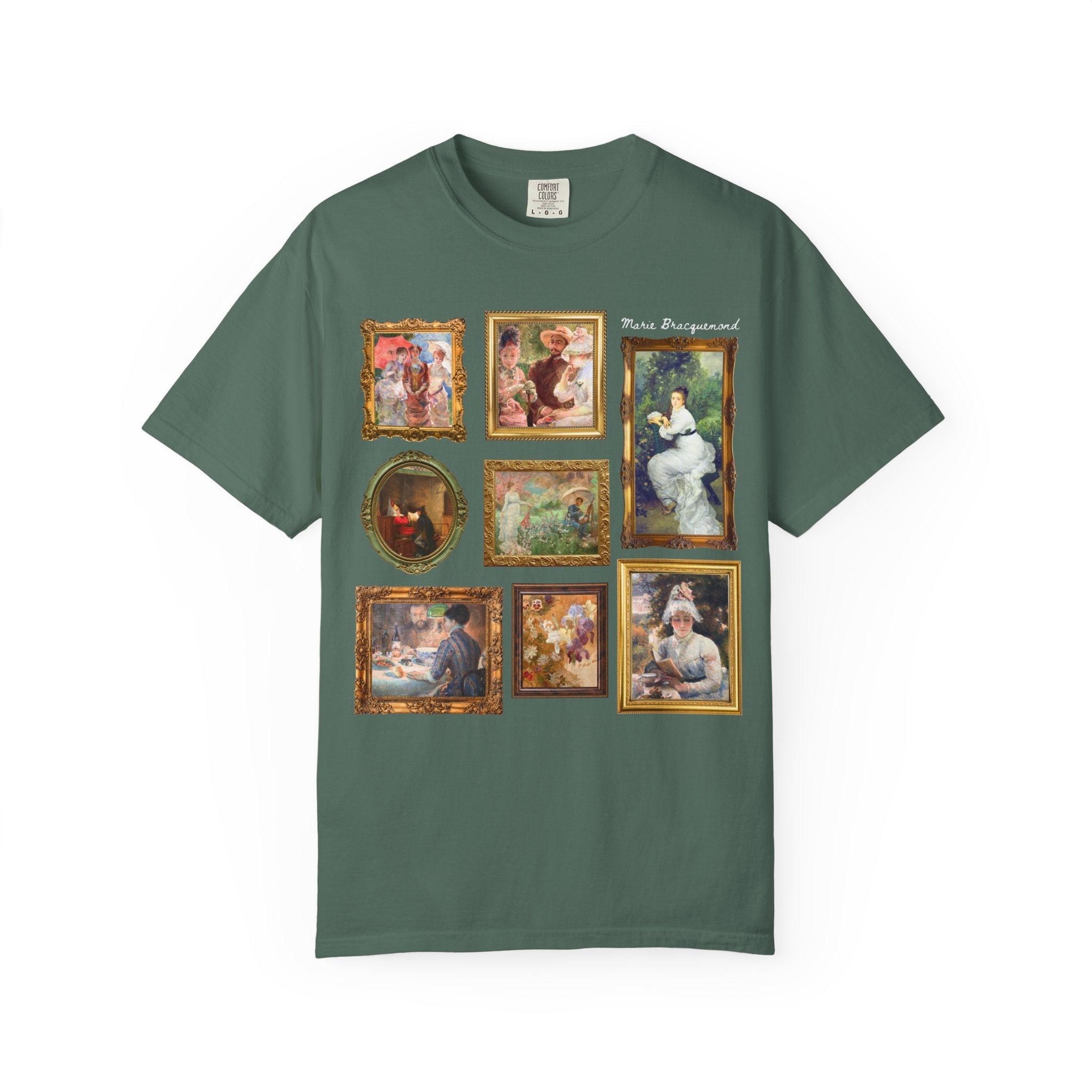 Marie Bracquemond Art History Tee Shirt: Famous Paintings by 19th Century Impressionist Painter, Women's Art History Tee, Under the Lamp - Opal and June