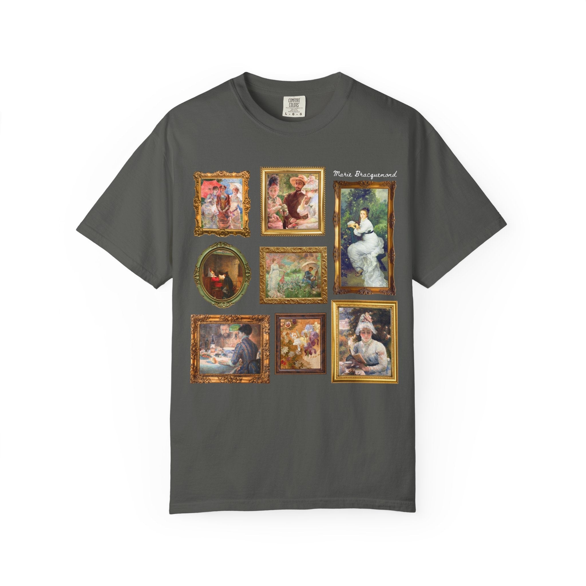 Marie Bracquemond Art History Tee Shirt: Famous Paintings by 19th Century Impressionist Painter, Women's Art History Tee, Under the Lamp - Opal and June
