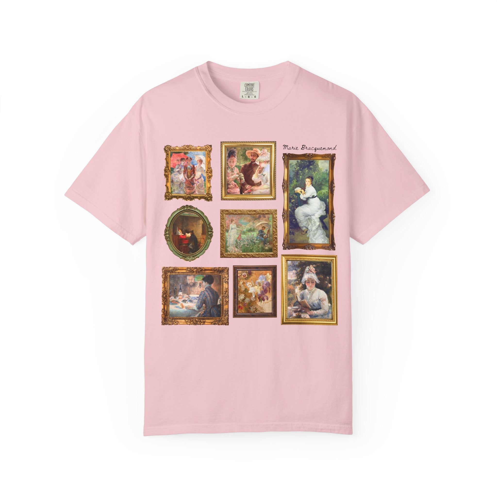 Marie Bracquemond Art History Tee Shirt: Famous Paintings by 19th Century Impressionist Painter, Women's Art History Tee, Under the Lamp - Opal and June