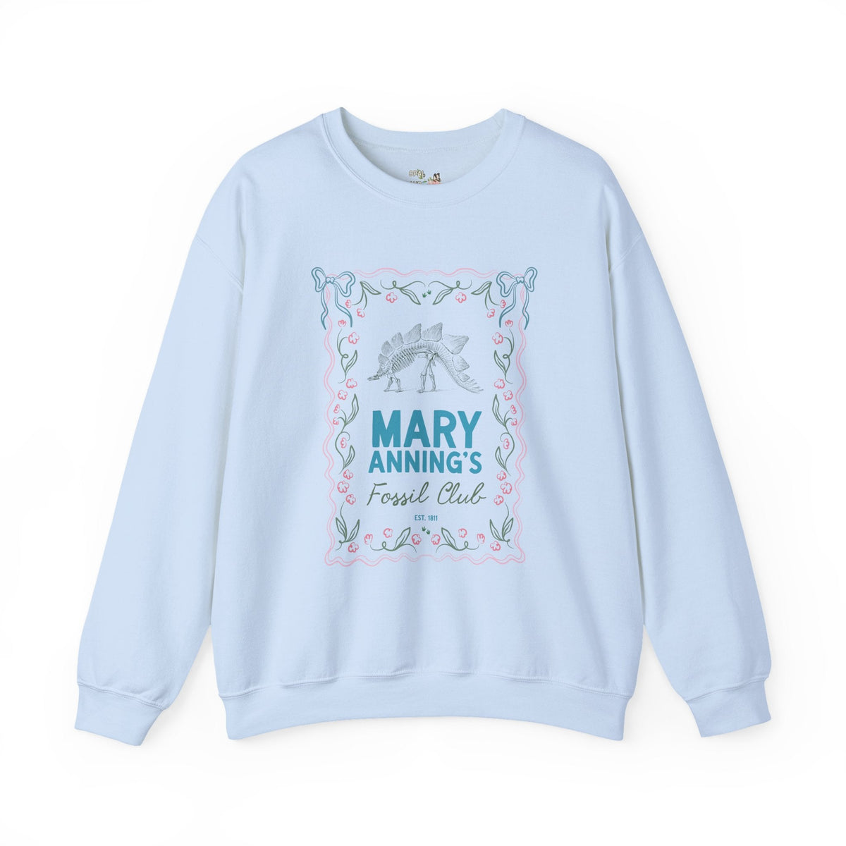 Mary Anning's Fossil Club Sweatshirt with Bows: Women's History Paleontologist or Dinosaur Lover Gift for UK History Buff - Opal and June