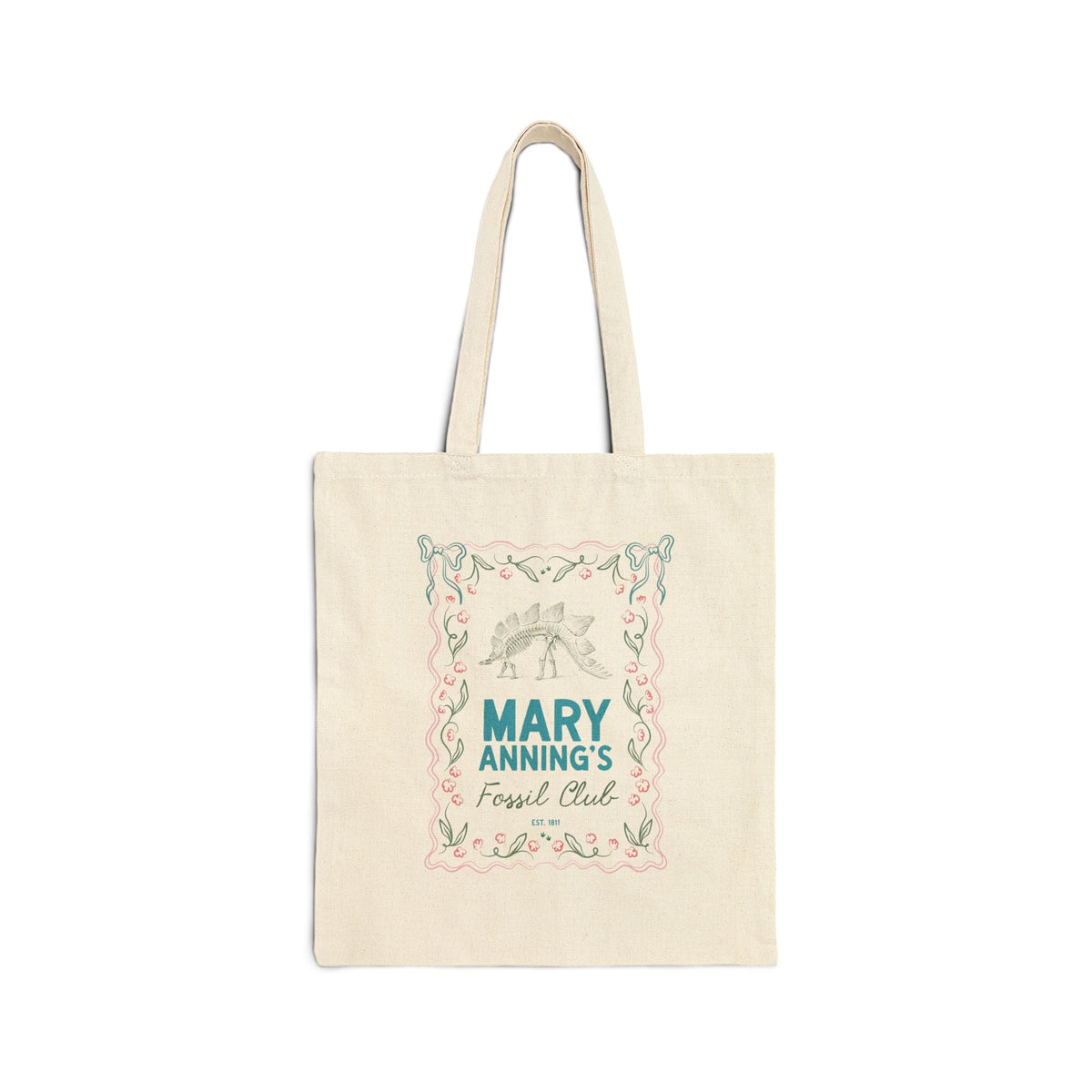Mary Anning's Fossil Club Tote Bag with Bows: Women's History Paleontologist or Dinosaur Lover Gift for UK History Buff - Opal and June
