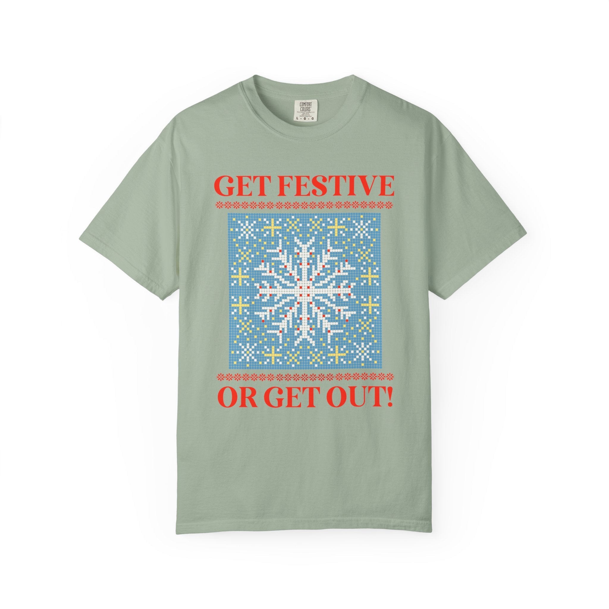 Matching Pastel Christmas Tee: Get Festive or Get Out! - Opal and June