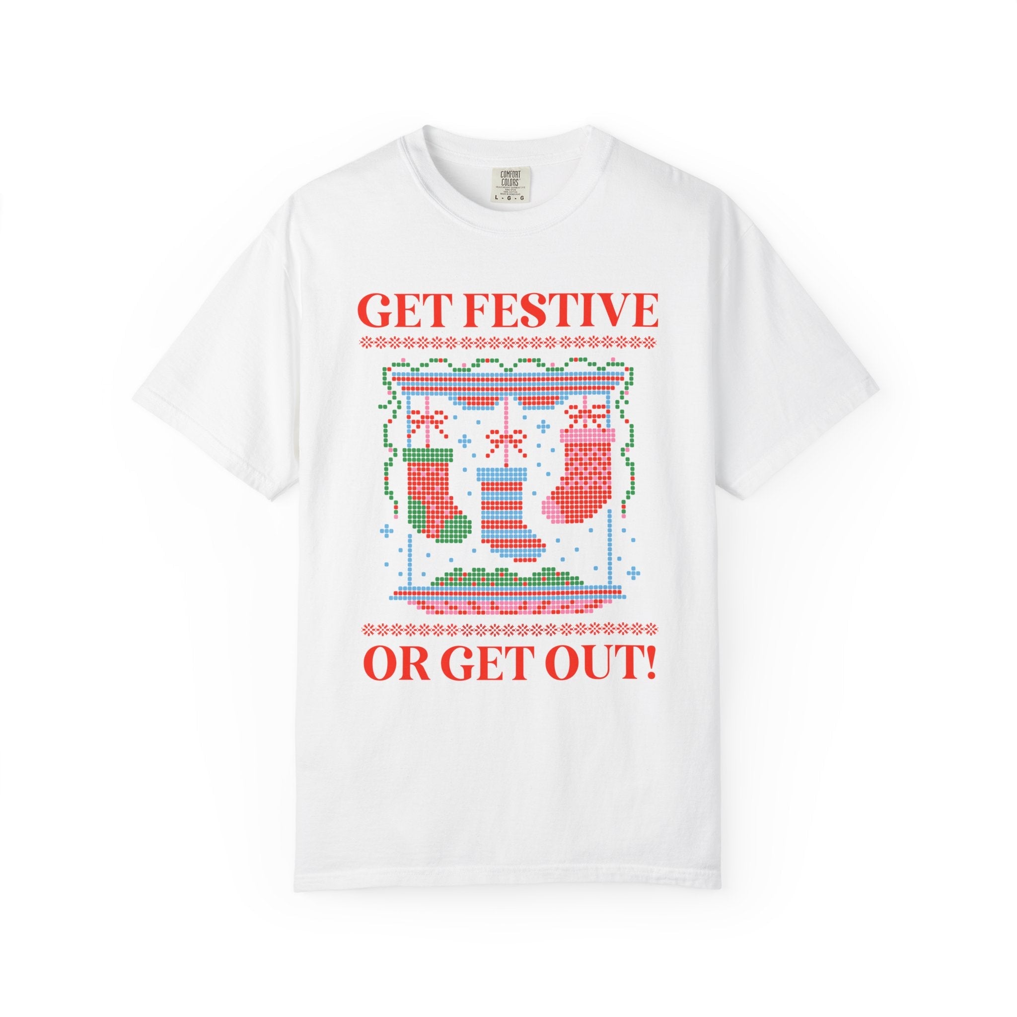 Matching Pastel Christmas Tee: Get Festive or Get Out! - Opal and June