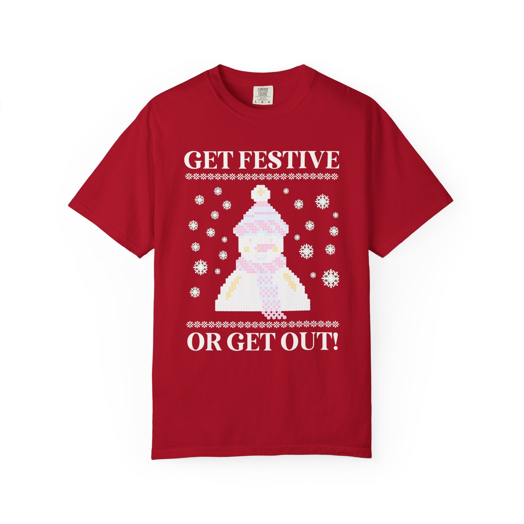 Matching Pastel Christmas Tee: Get Festive or Get Out! - Opal and June