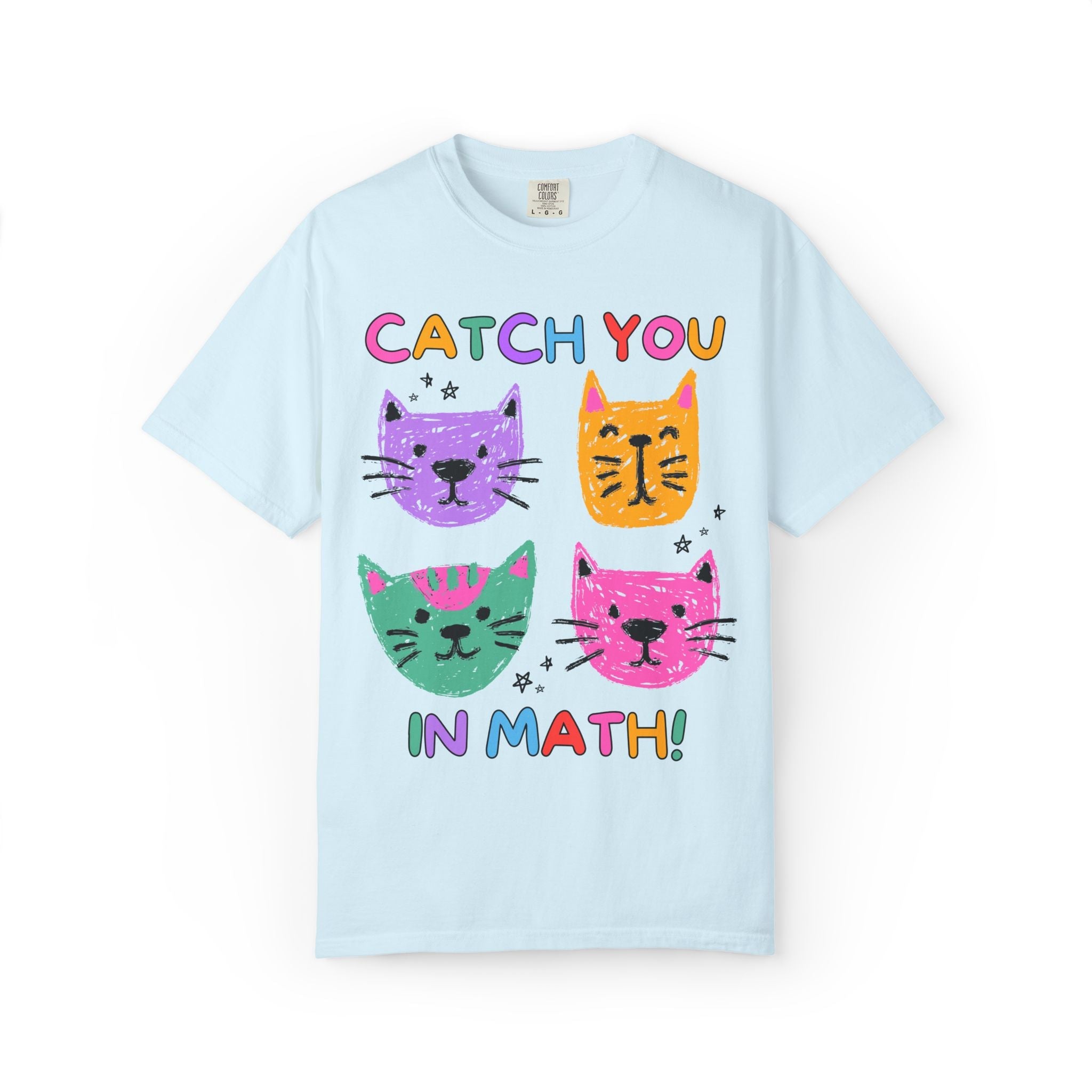 Math Teacher Cat Lover Tee Shirt: Catch You in Math | Matching Teacher T-Shirt for Back to School or New School Year, Animal Lover Tee - Opal and June