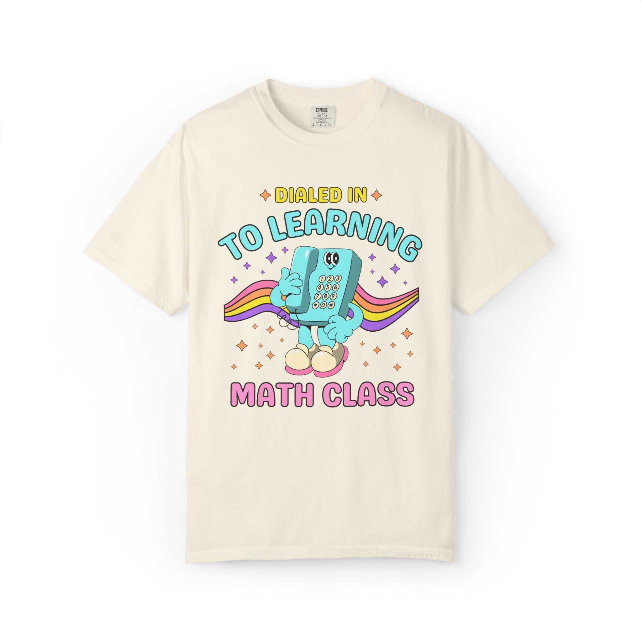 Math Teacher Dialed Into Learning Retro School Subject T-Shirt for Teachers: Cute and Funny Matching Teacher, Back to School, Testing Day - Opal and June