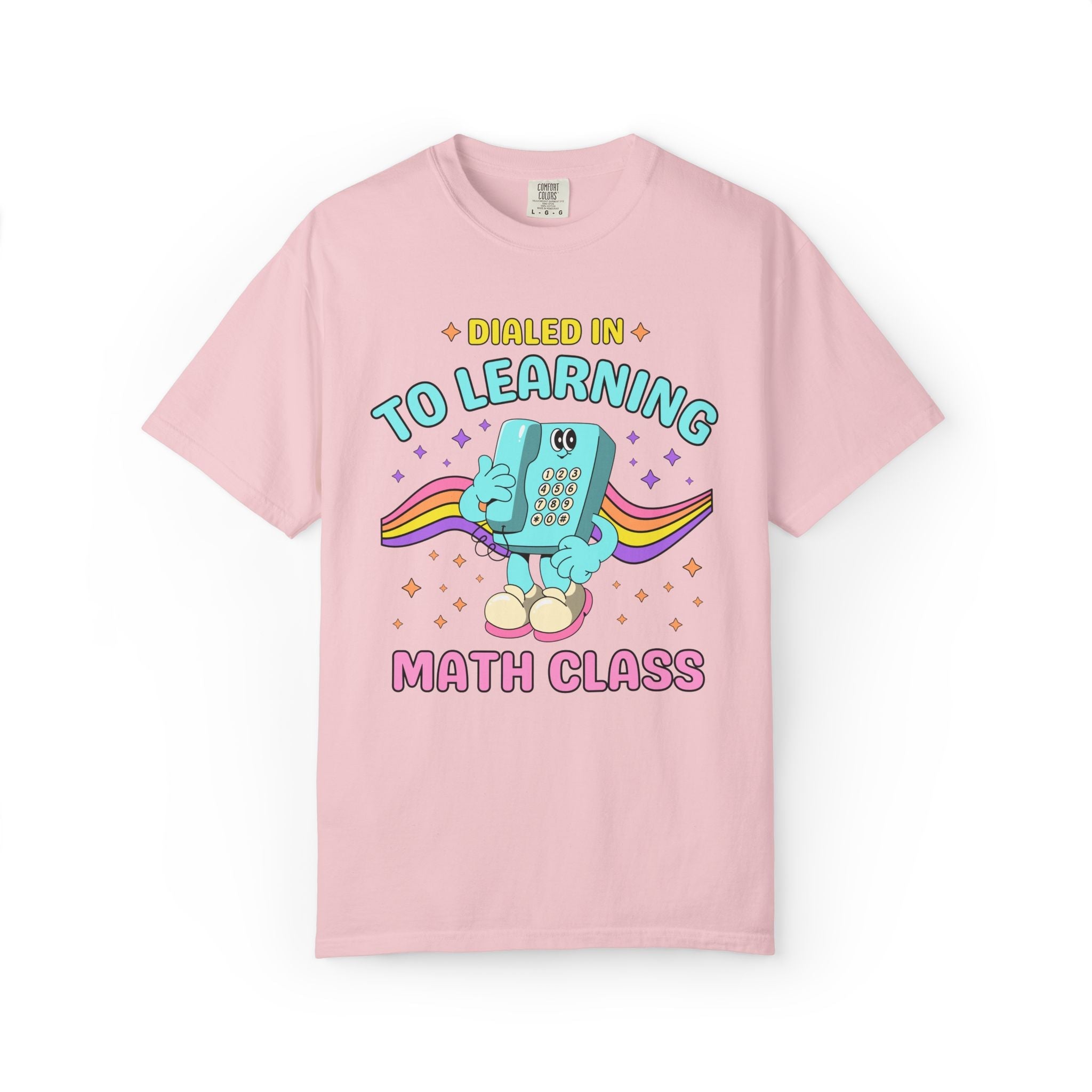 Math Teacher Dialed Into Learning Retro School Subject T-Shirt for Teachers: Cute and Funny Matching Teacher, Back to School, Testing Day - Opal and June