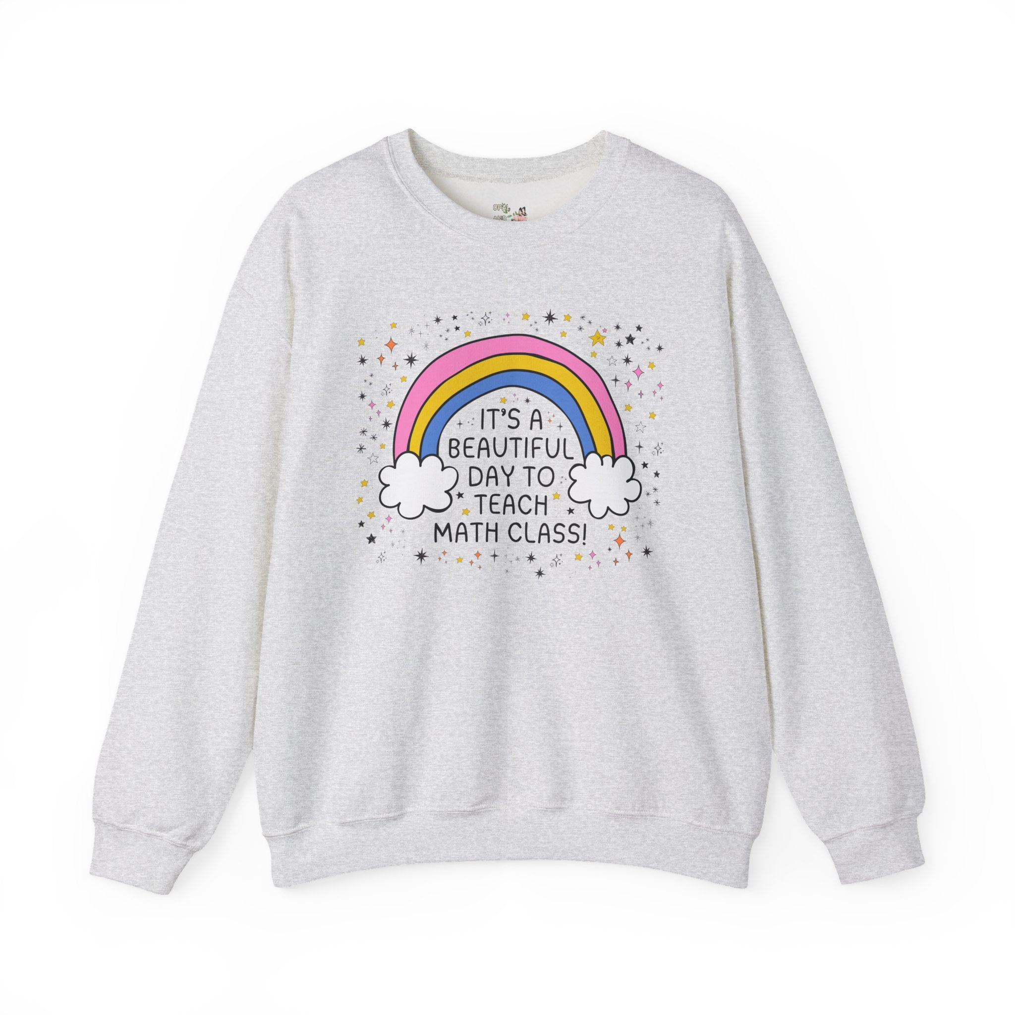 Math Teacher Sweatshirt for Back to School, Cute Math Department Crewneck with Rainbow, High School Math Teacher or Teaching Assistant Shirt - Opal and June