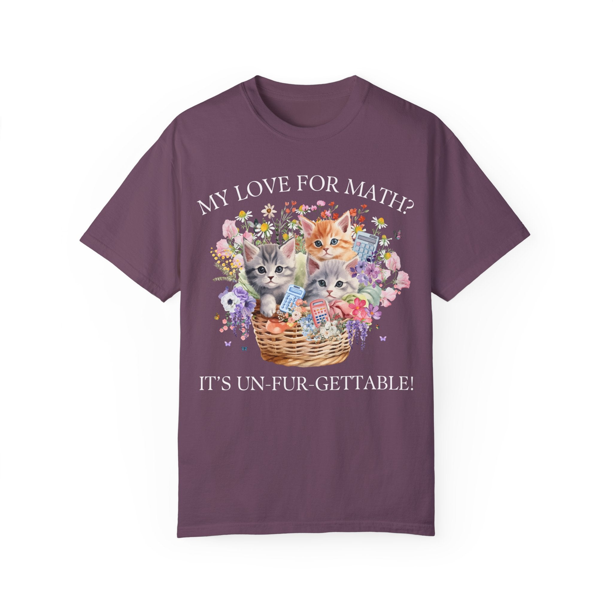Math Teacher Tee Shirt for Middle School Teacher Cat Mom or Cat Dad Who Loves Math and Flowers, Funny Saying Tee Shirt, Teacher Appreciation - Opal and June