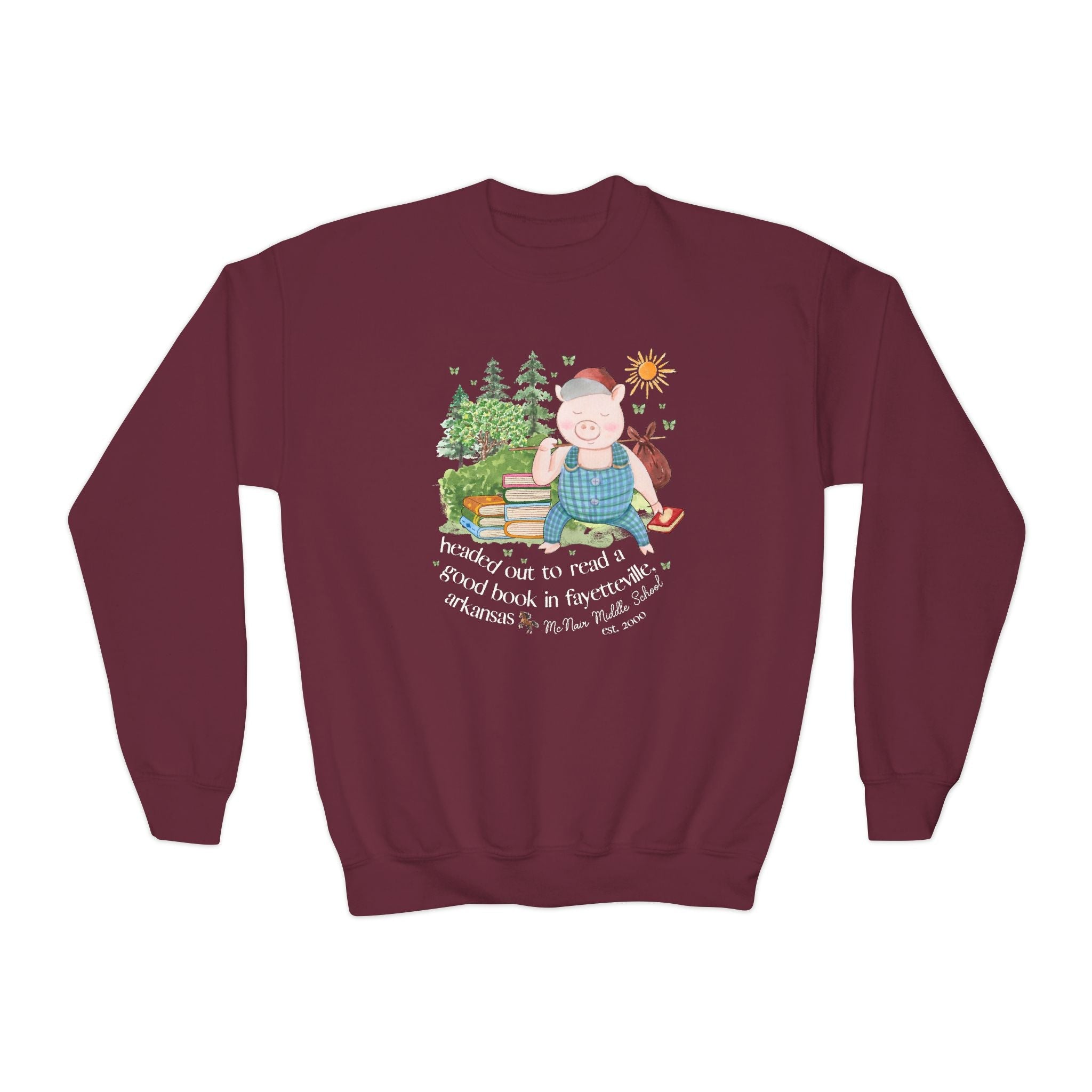 McNair Middle School Kids Sweatshirt: Headed out to Read a Good Book - Opal and June