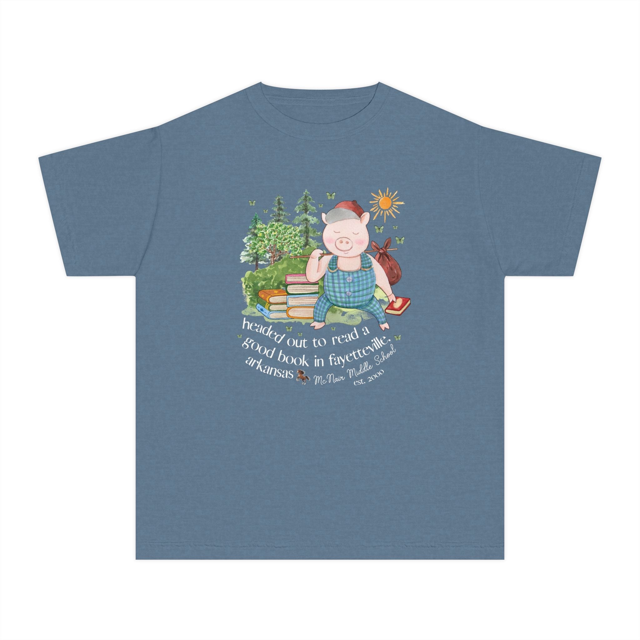 McNair Middle School Kids Tee Shirt: Headed out to Read a Good Book - Opal and June