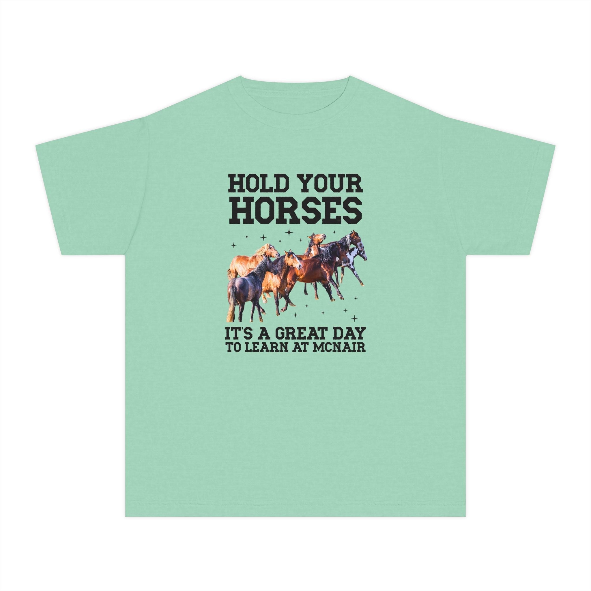 McNair Middle School Kids Tee Shirt: Hold Your Horses | FPS + Opal and June Kids Tee Shirt, Fayetteville Public Schools - Opal and June