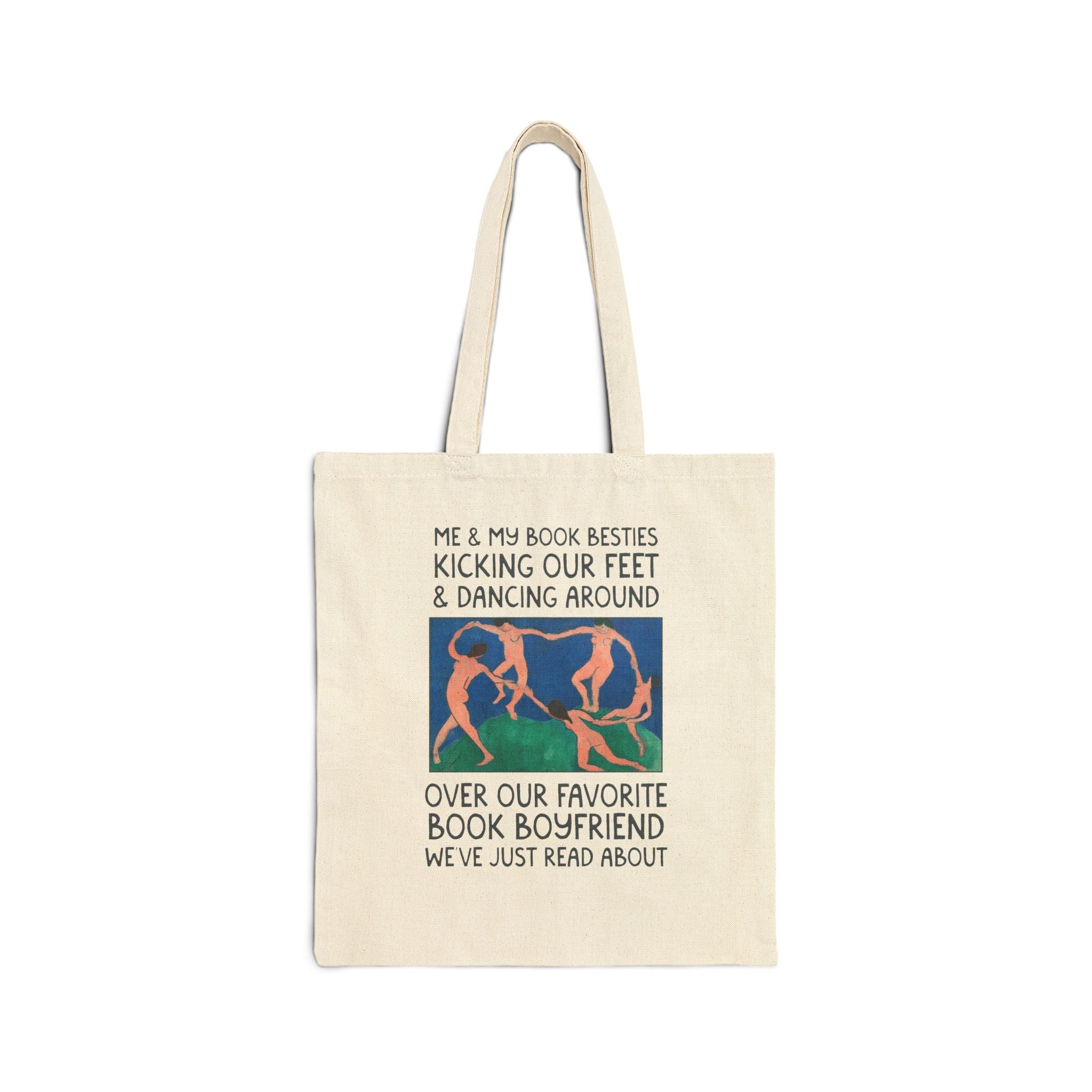 Me and My Book Besties Dancing Around Book Lover Tote Bag for Friends in a Book Club, Silly Bookish Tote Bag, Henri Matisse Famous Painting, Art History Tote - Opal and June