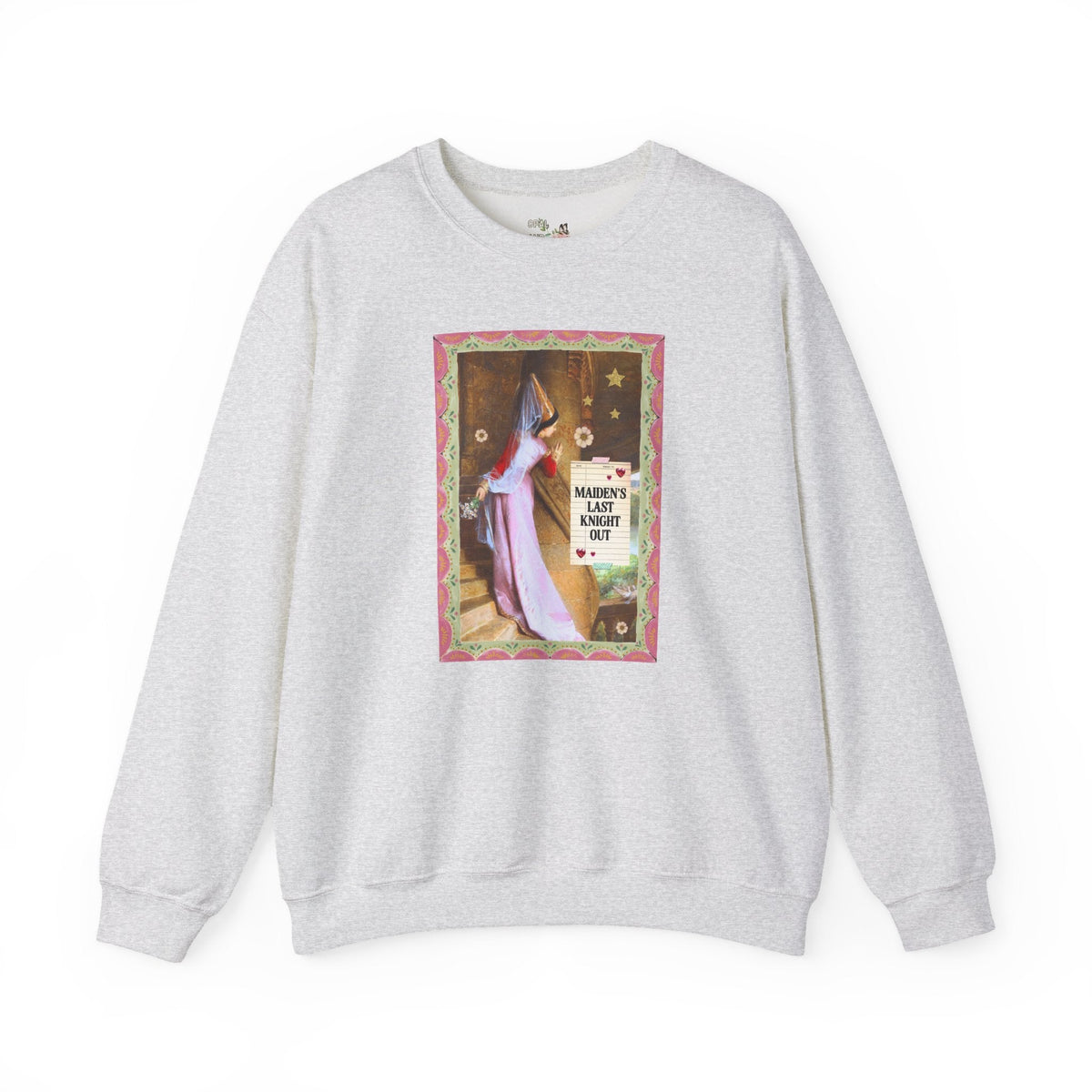 Medieval Bachelorette Party Sweatshirt with Famous Painting, Cute Whimsical Wedding Weekend Crewneck for Bride and Bridesmaids, Maid of Honor - Opal and June